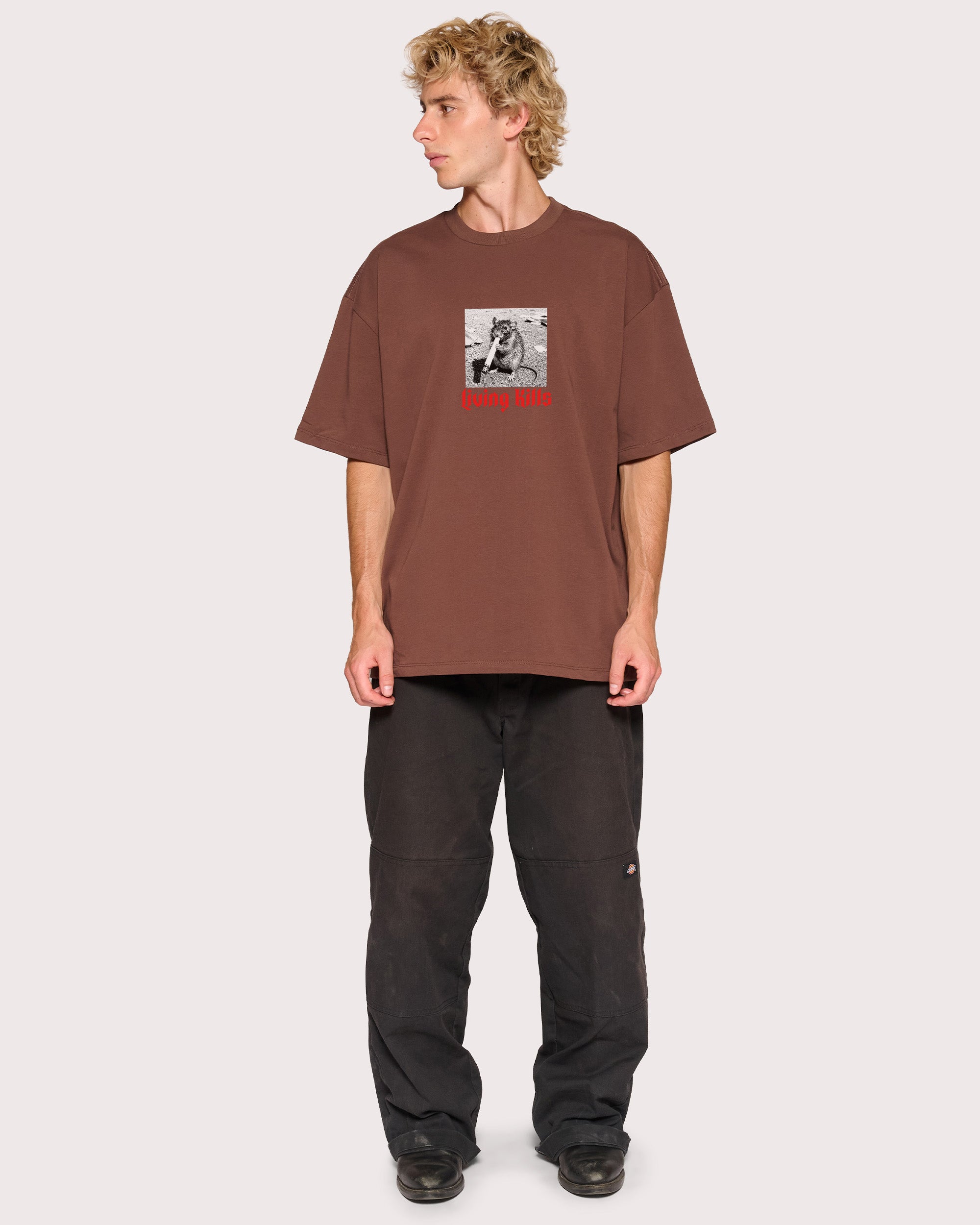 Living Kills Brown Oversized Tee