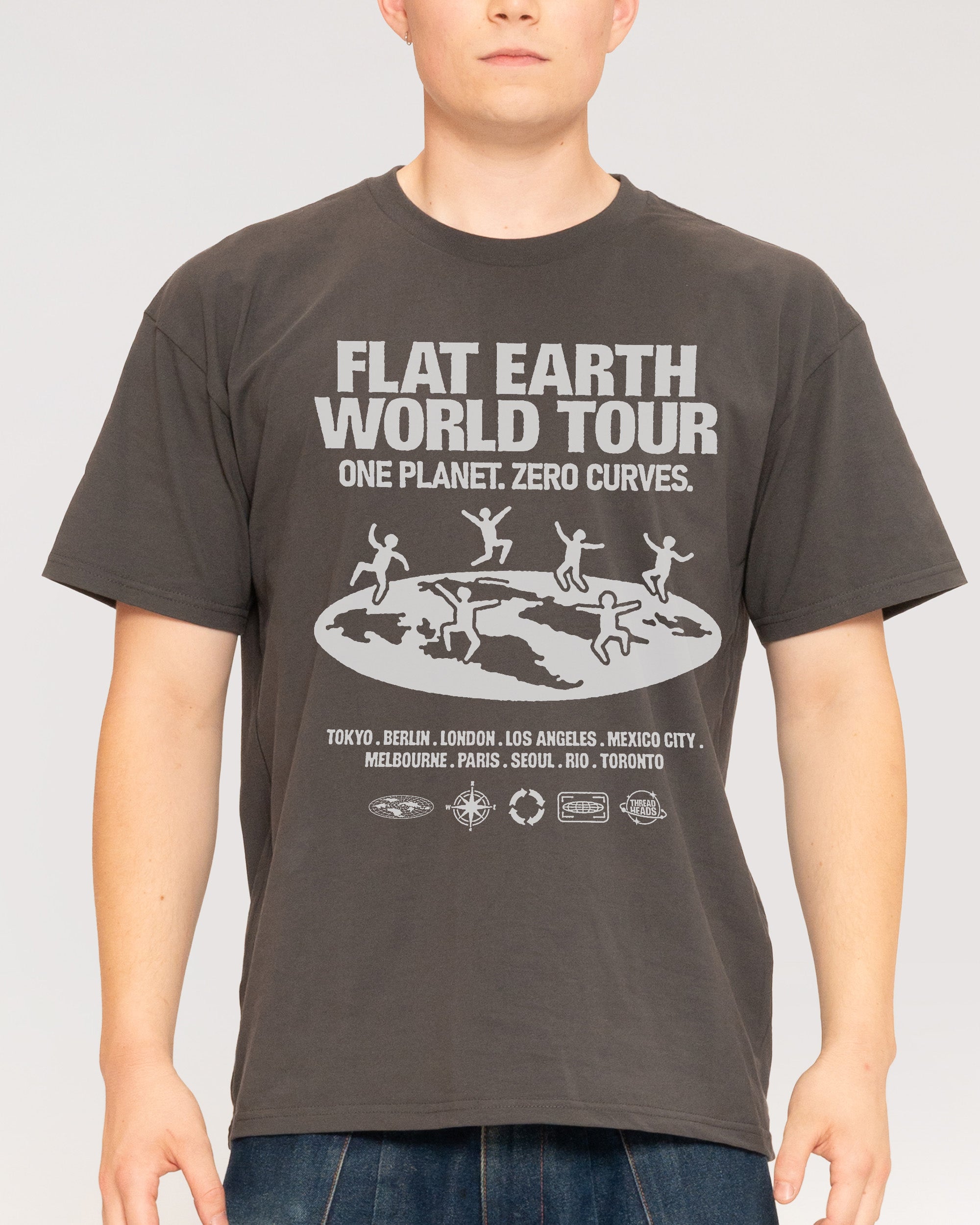 Flat Earth World Tour Charcoal T-Shirt