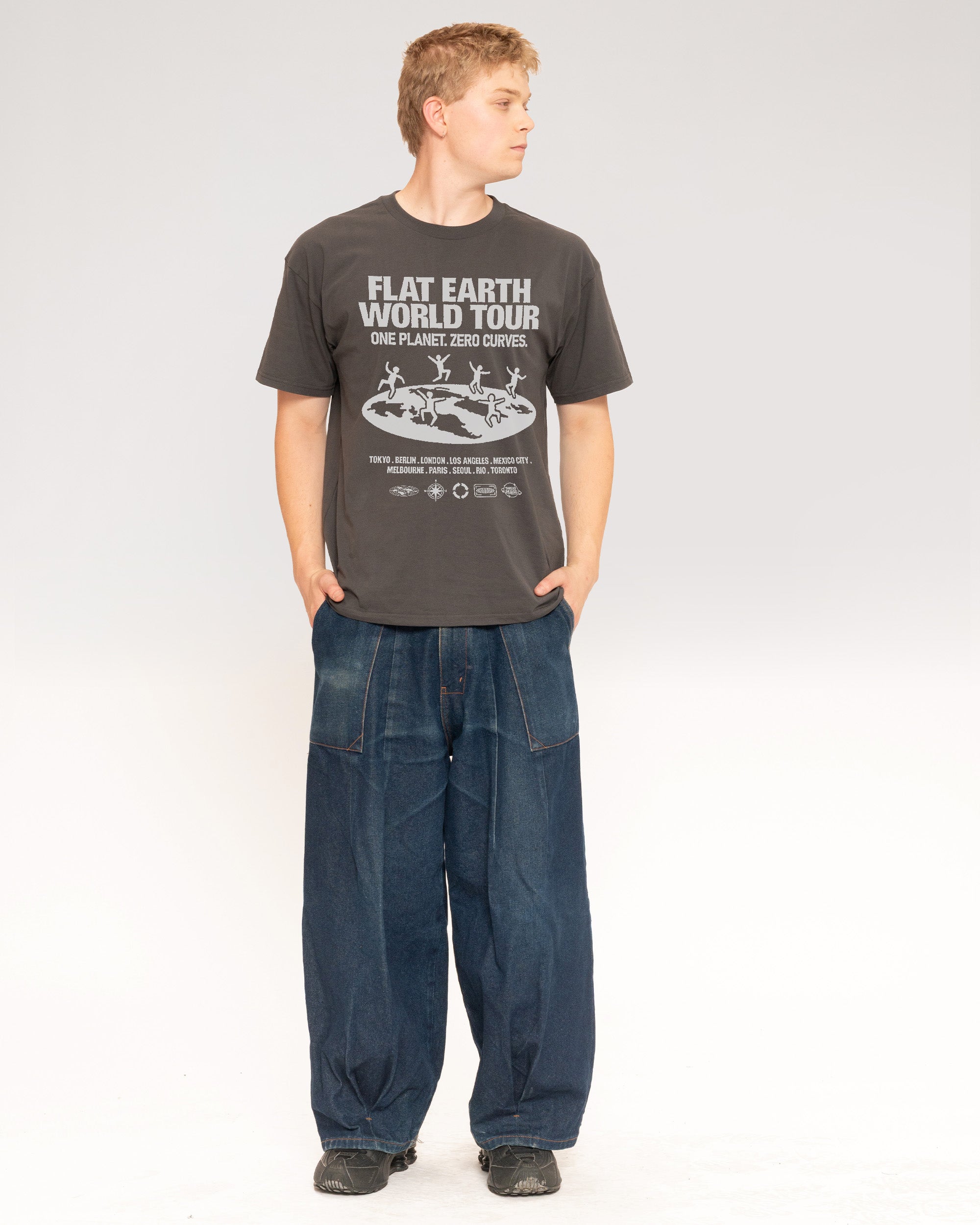 Flat Earth World Tour Charcoal T-Shirt