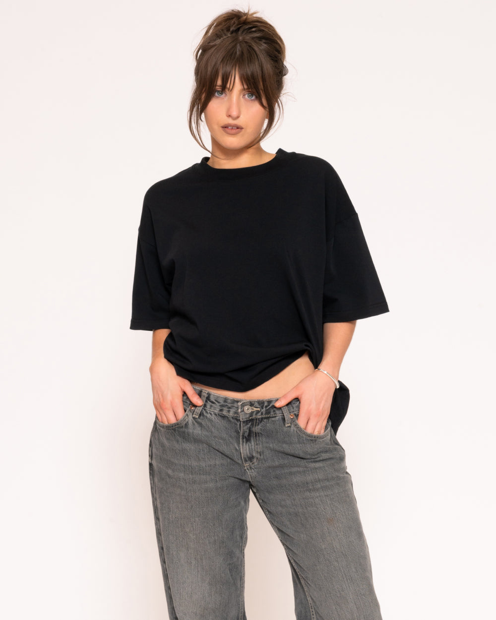 Boxy Crop Tee 3-Pack: Black Blank Boxy Crop Tee – view 2