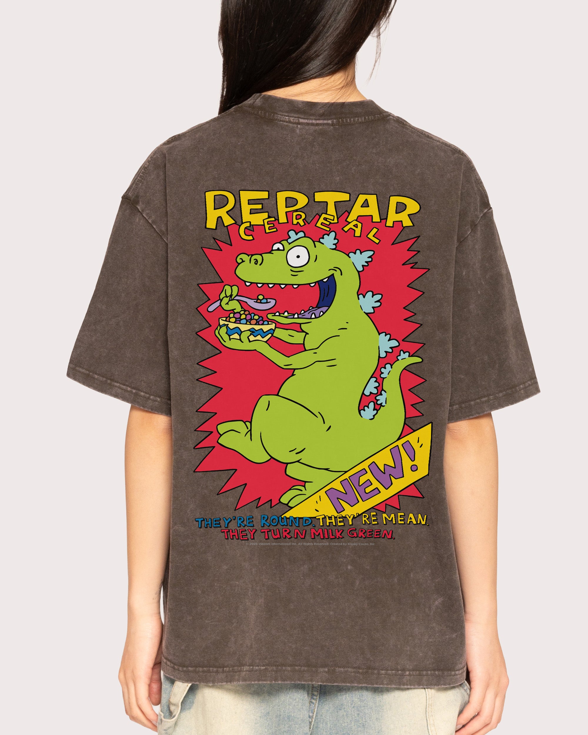 Reptar Cereal Grey Stone Oversized Tee