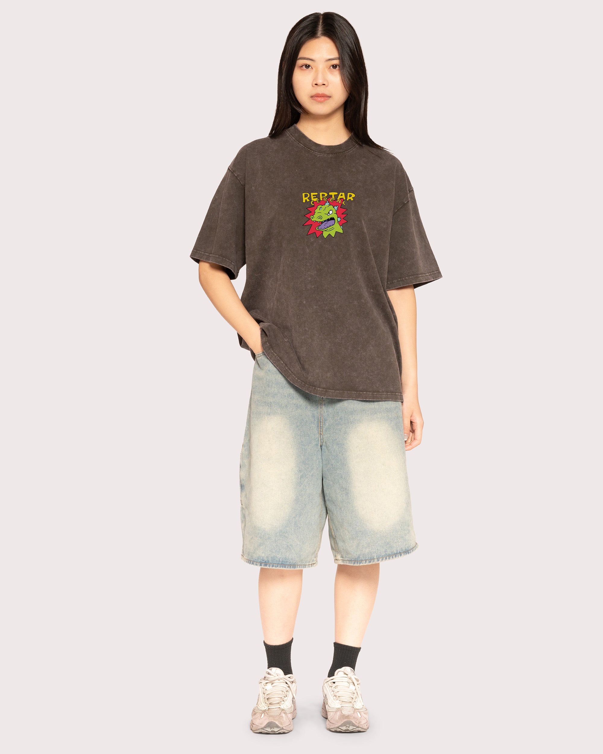 Reptar Cereal Grey Stone Oversized Tee