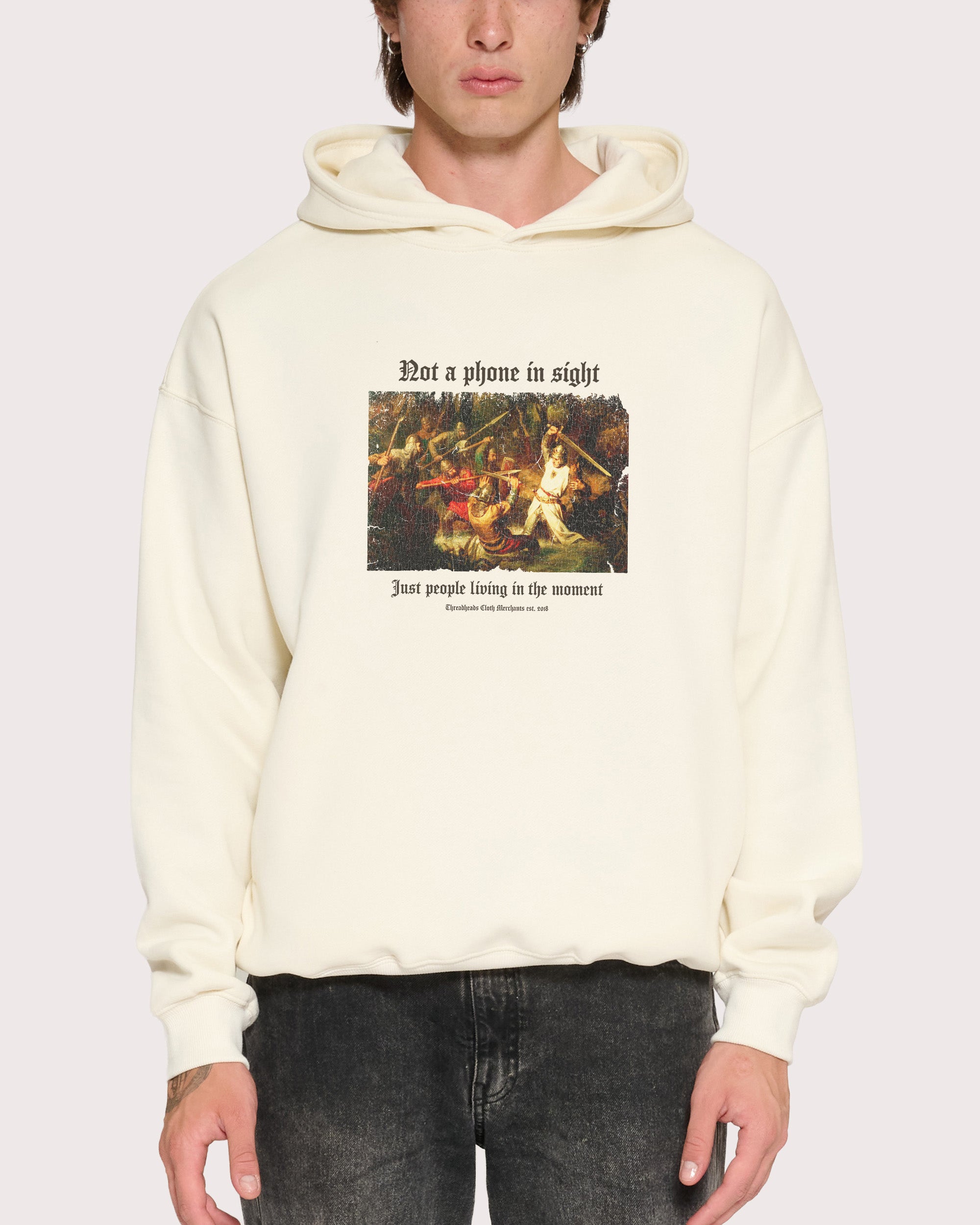 Not a Phone in Sight Natural Hoodie