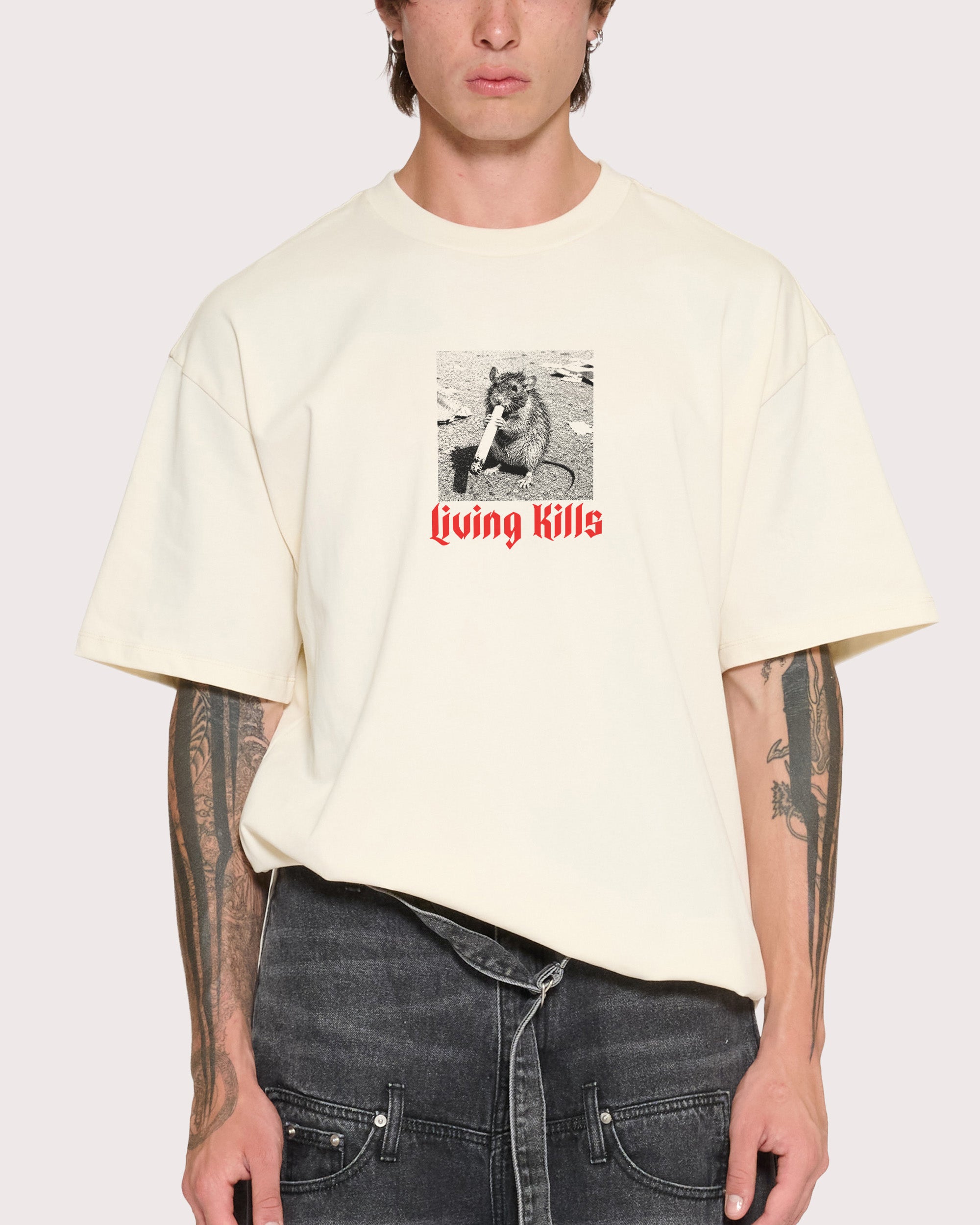 Living Kills Natural Oversized Tee
