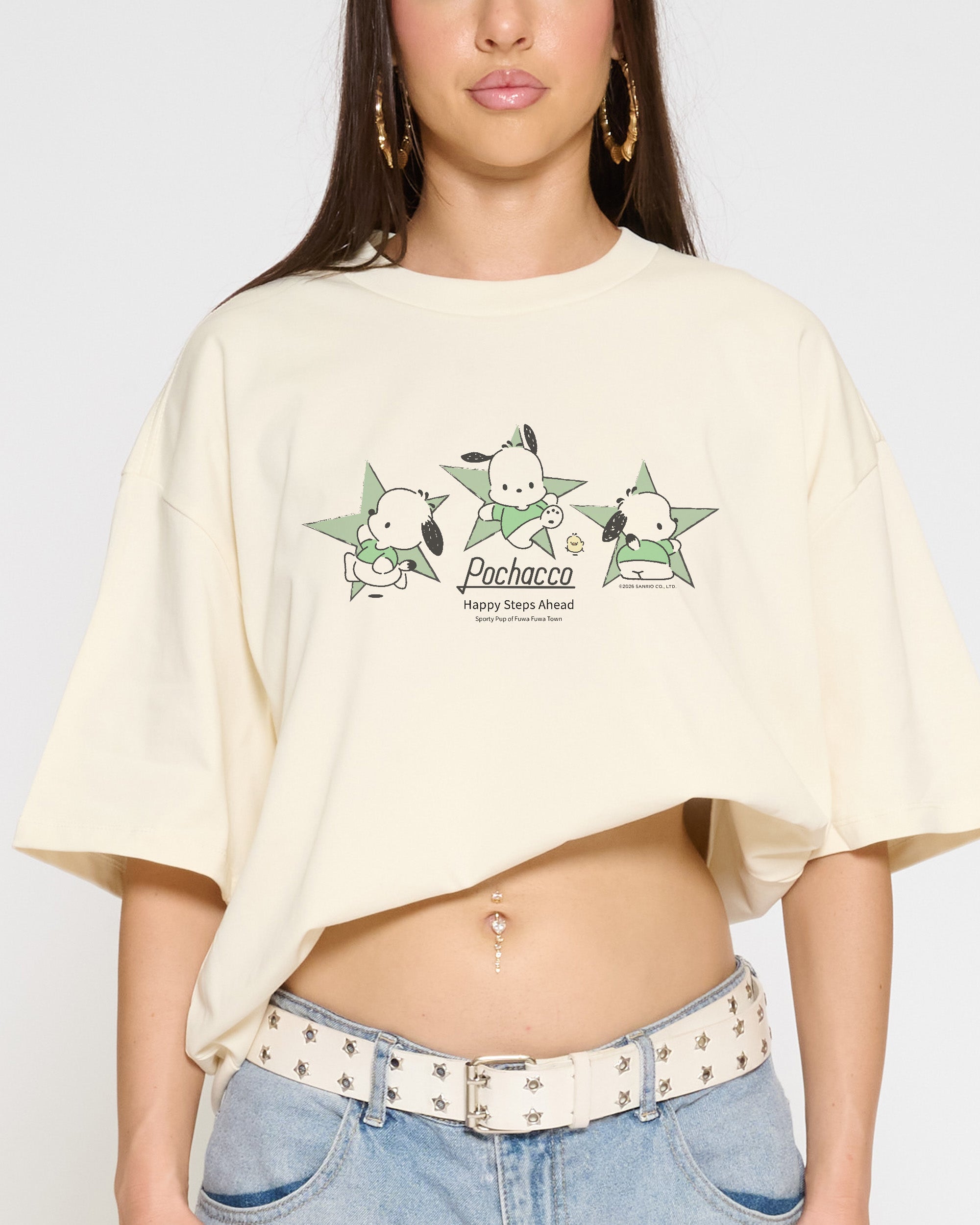 Pochacco Happy Steps Oversized Tee Official Hello Kitty and Friends collab Threadheads