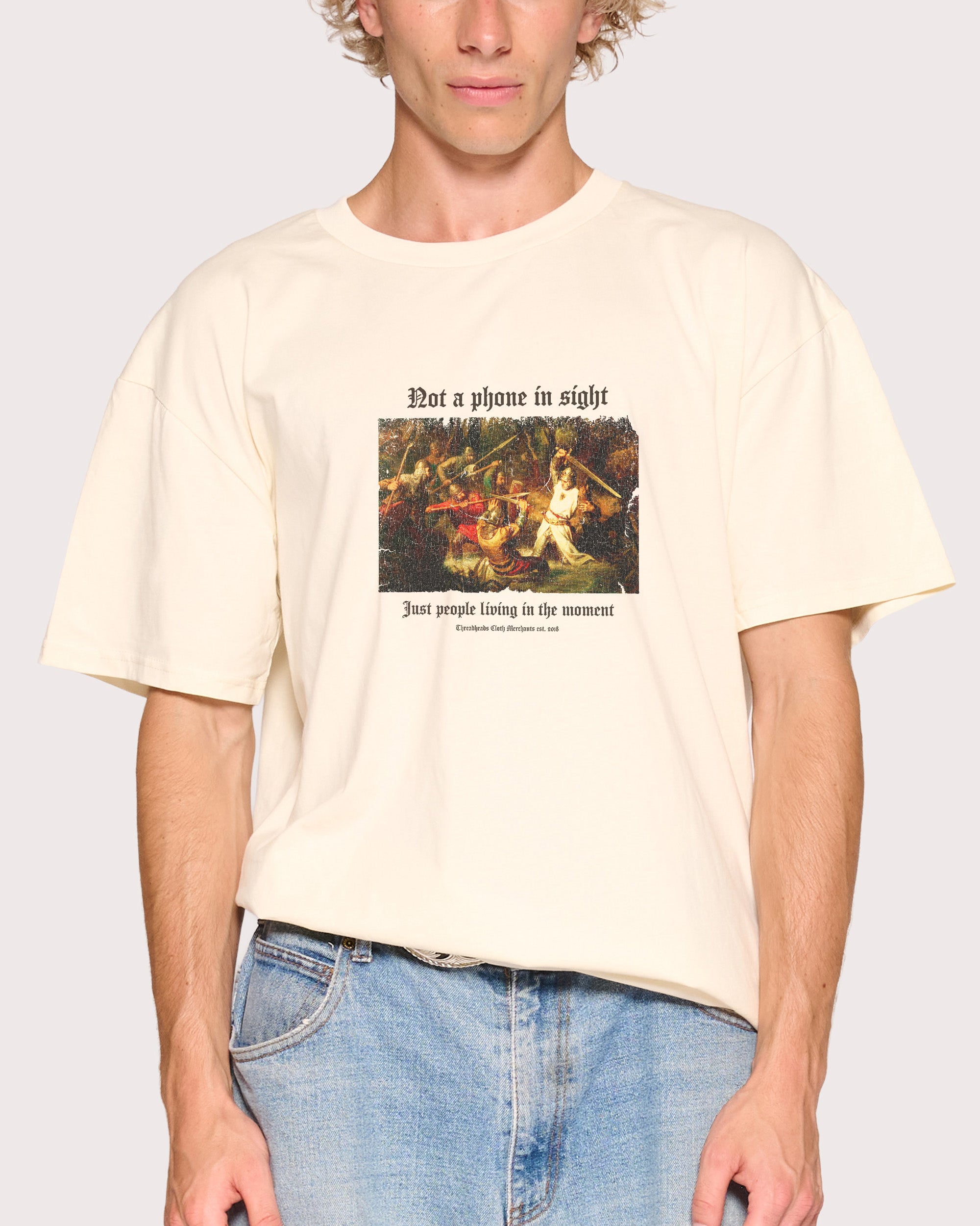 Not a Phone in Sight Natural T-Shirt