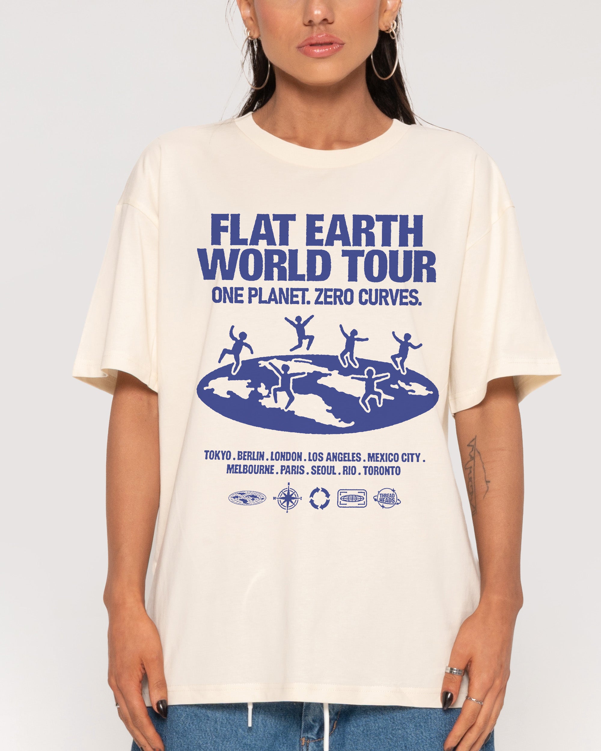 Flat Earth World Tour Natural T-Shirt