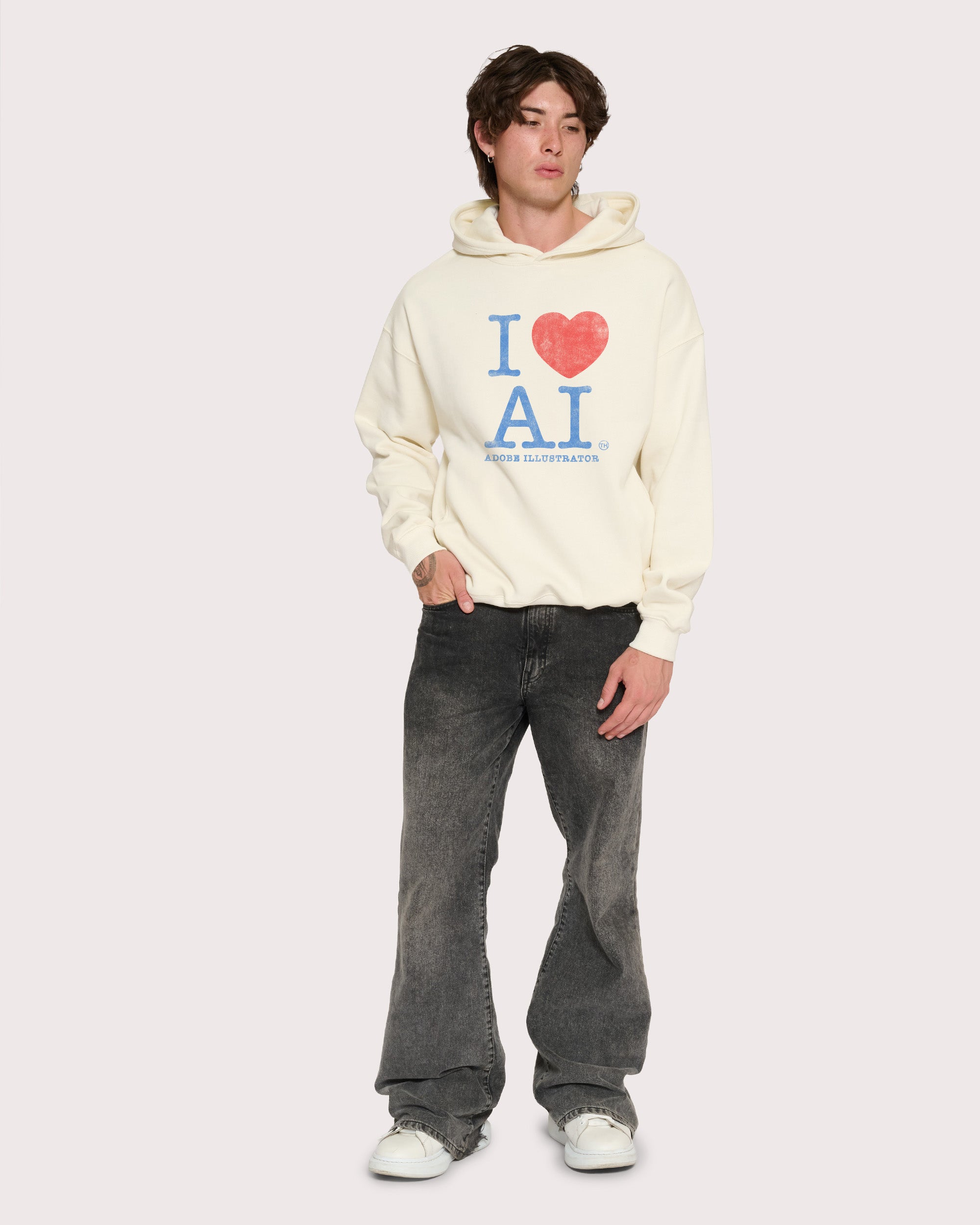 I Love AI Natural Hoodie