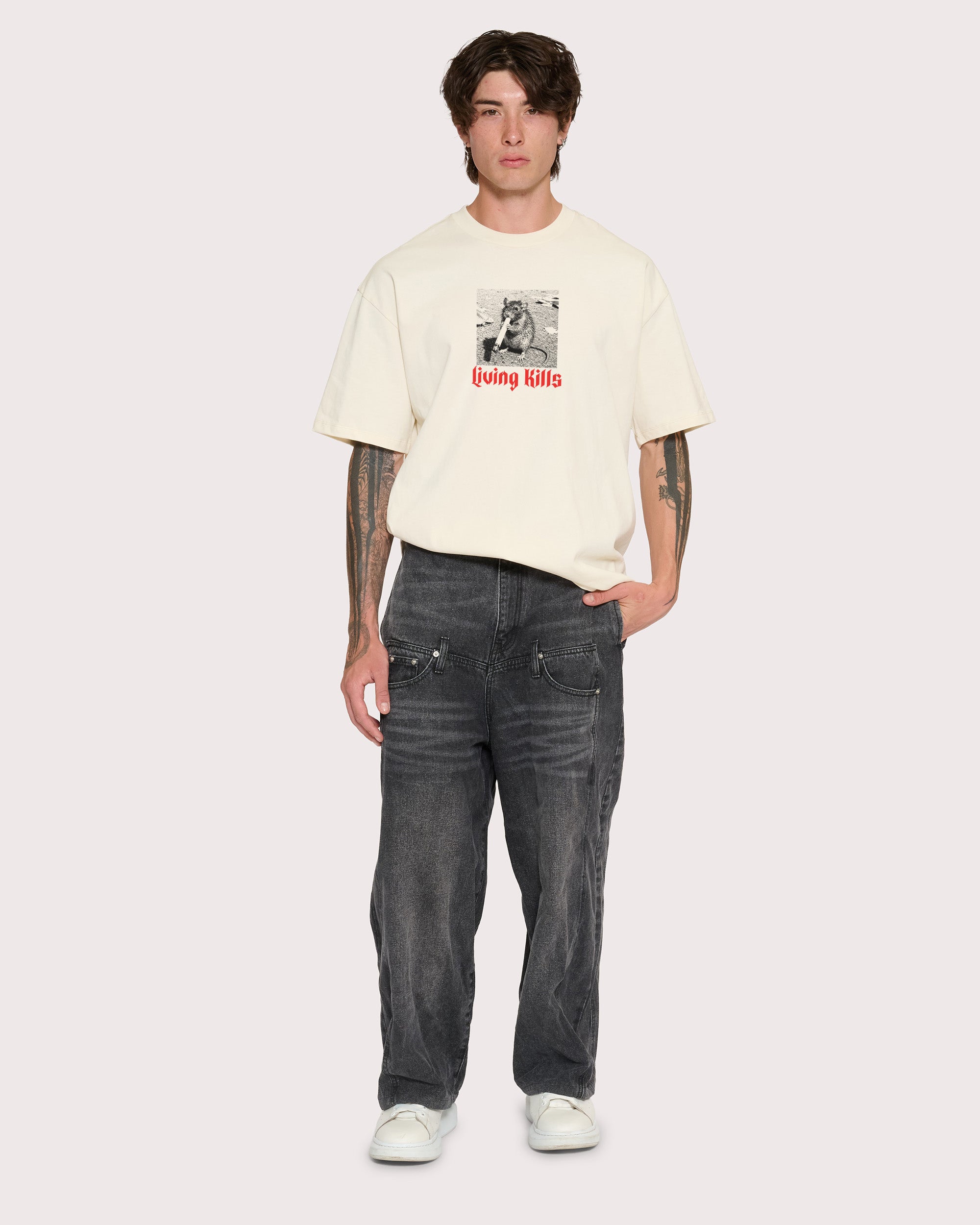 Living Kills Natural Oversized Tee