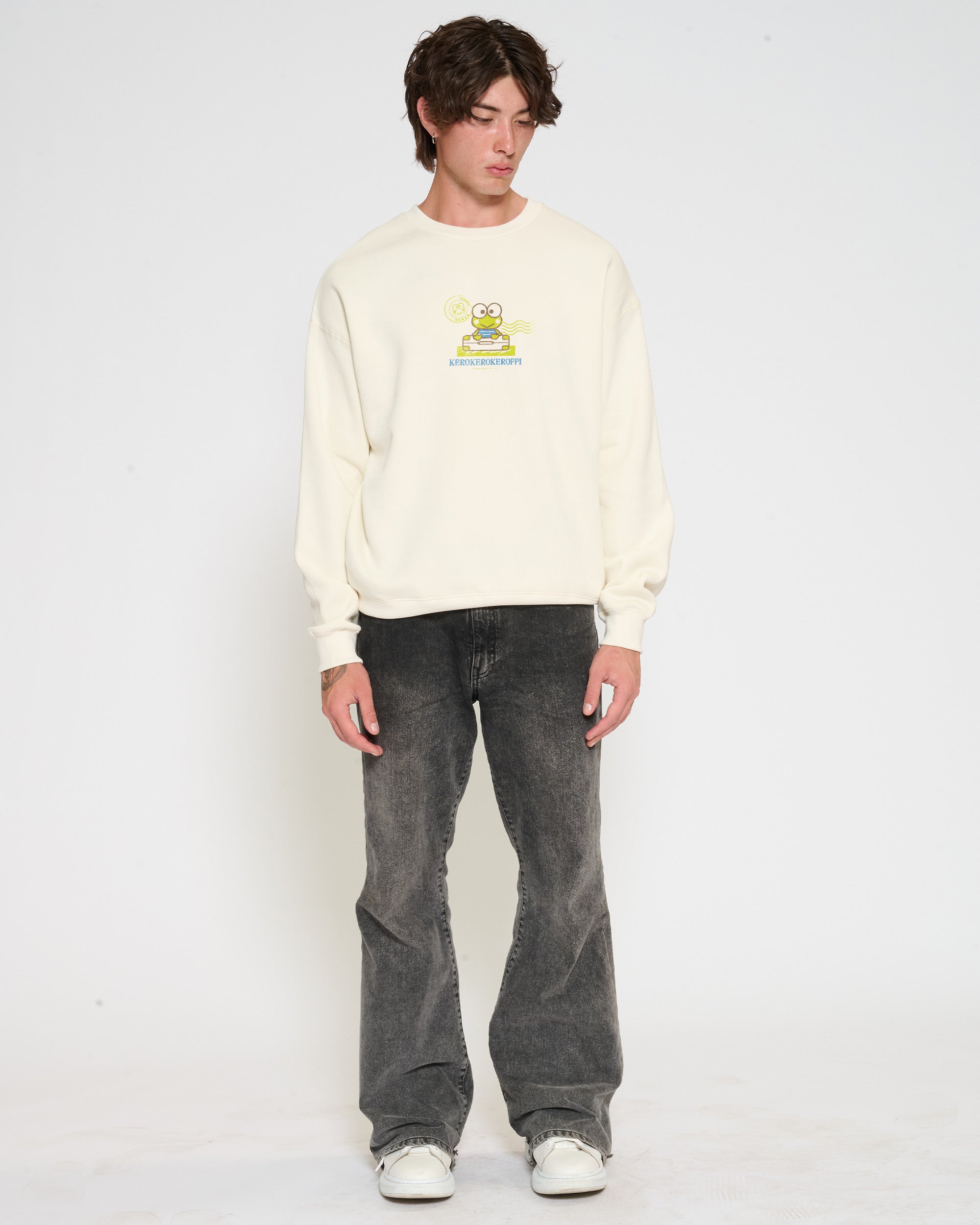 Keroppi Stamp Sweatshirt Official Hello Kitty and Friends collab Threadheads