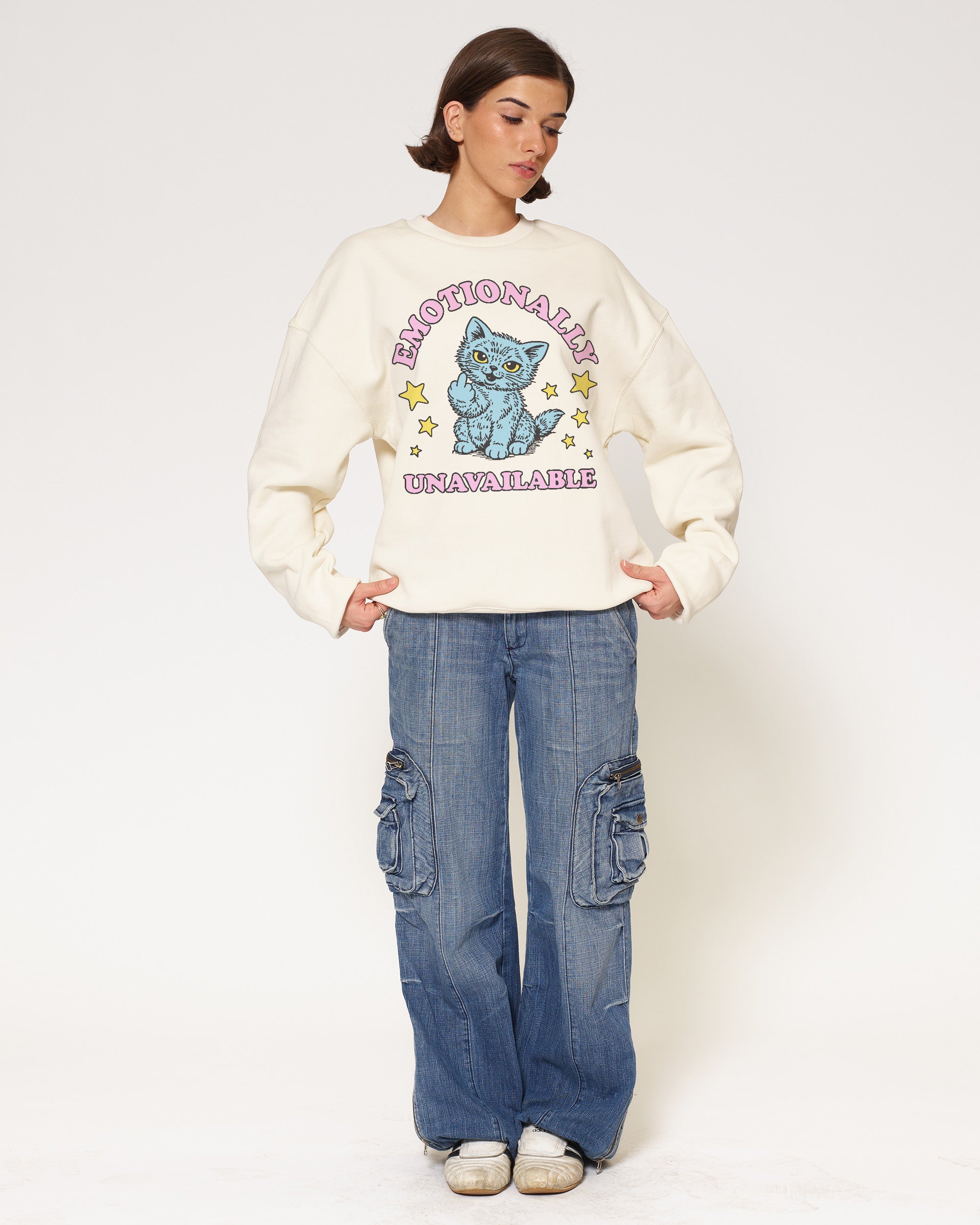 Emotionally Unavailable Cat Natural Sweatshirt
