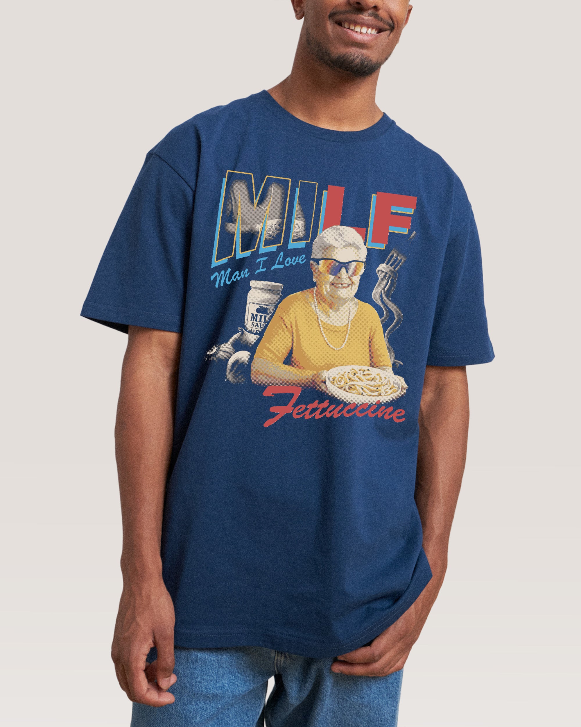 Man I Love Fettuccine Navy T-Shirt