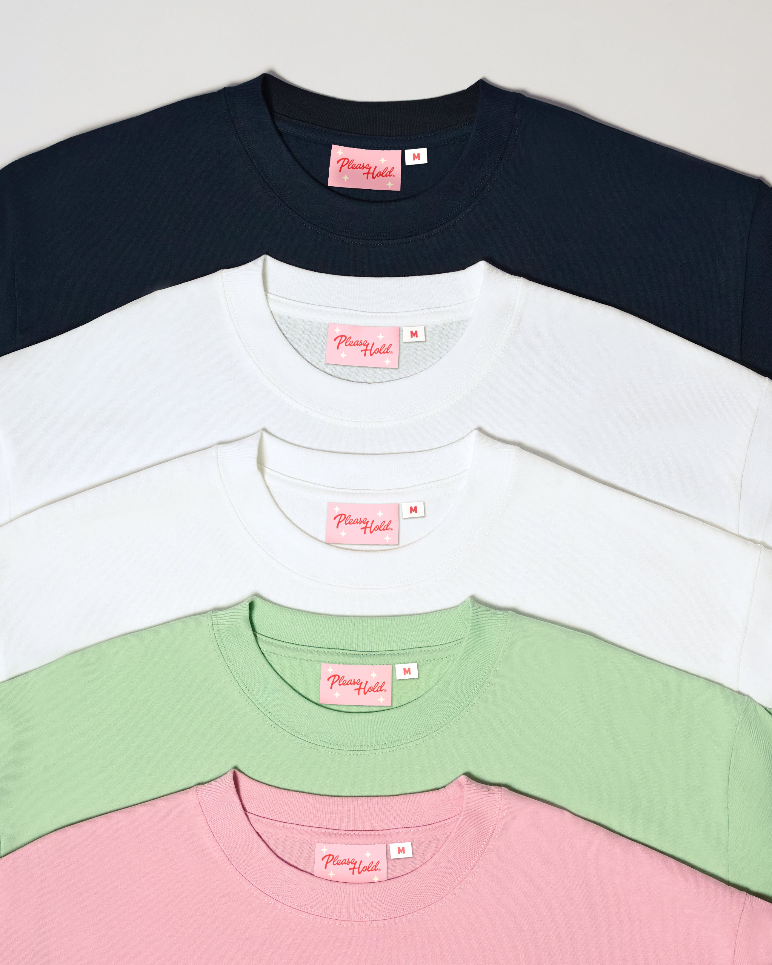 Boxy Tee 5-Pack: Black, White, Pistachio, Pink