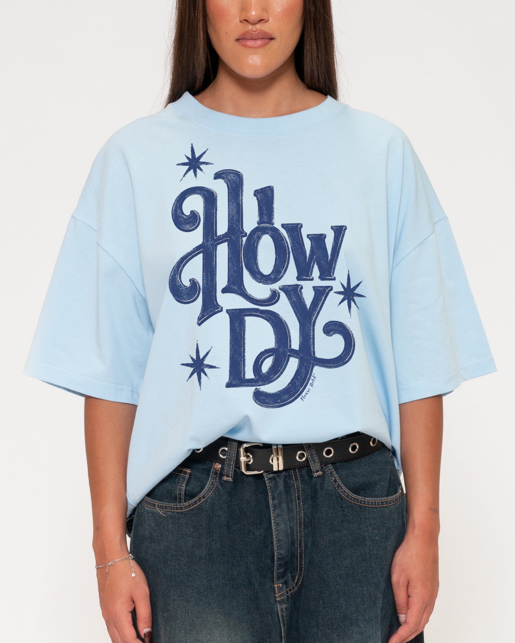 Howdy Blue Boxy Crop Tee