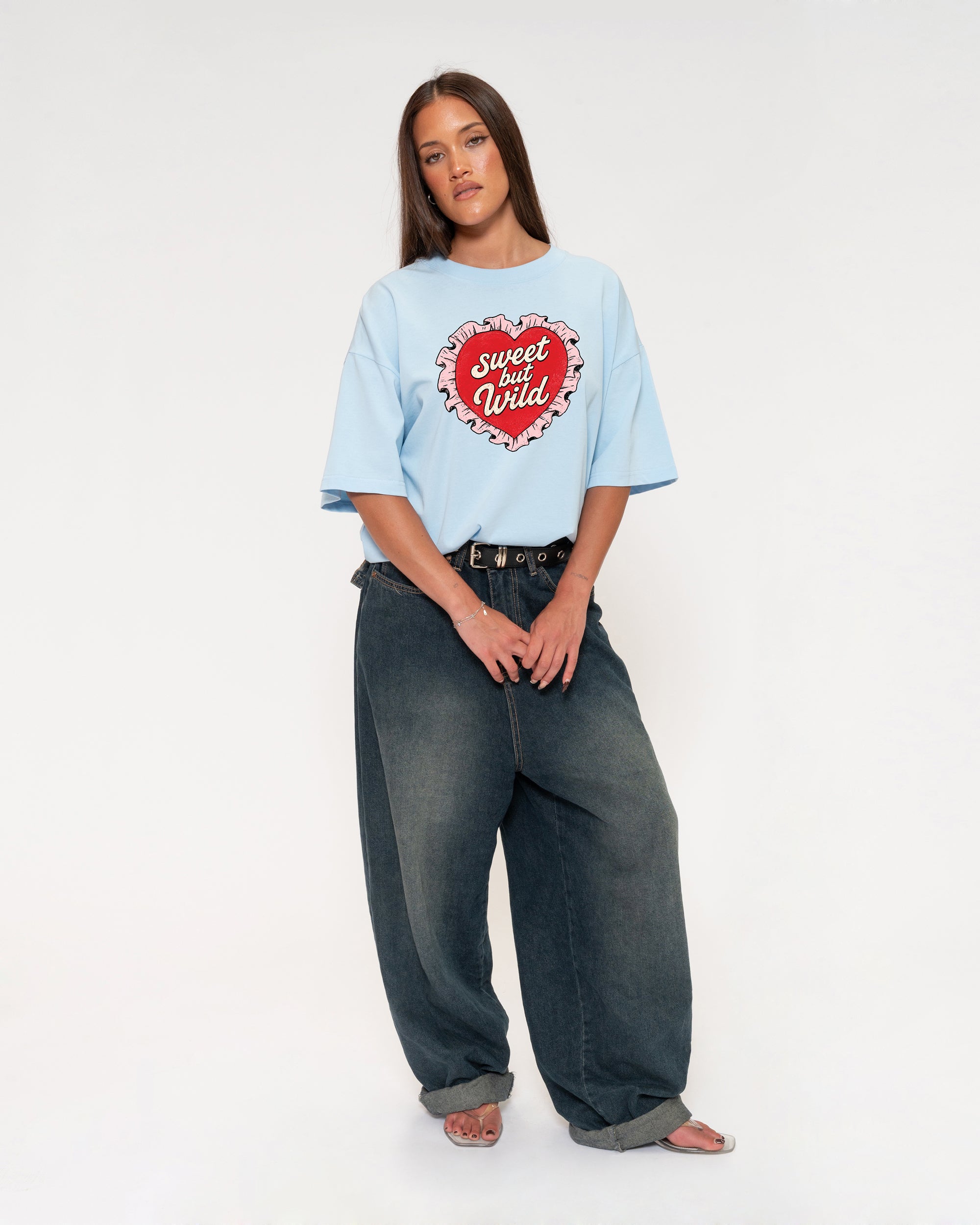 Sweet But Wild Blue Boxy Crop Tee