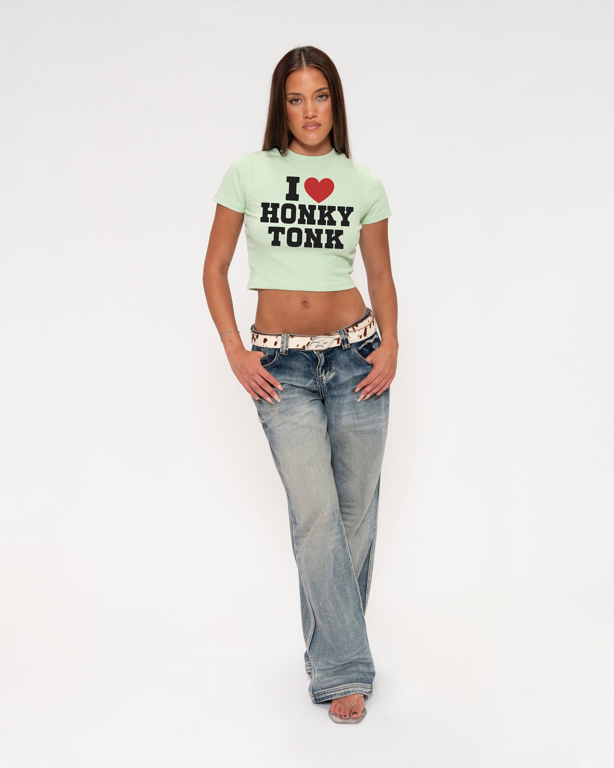 I Love Honky Tonk Green Baby Tee
