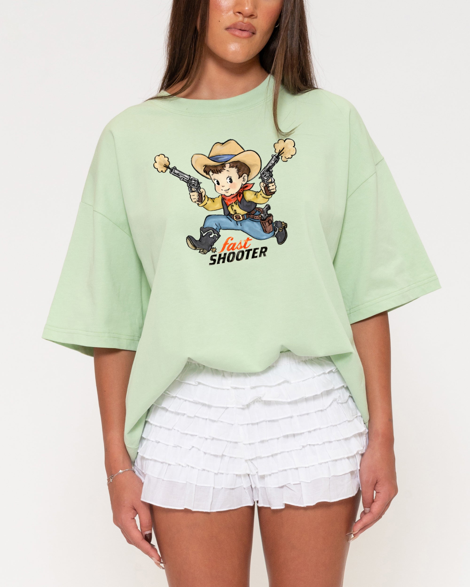 Fast Shooter Green Boxy Crop Tee
