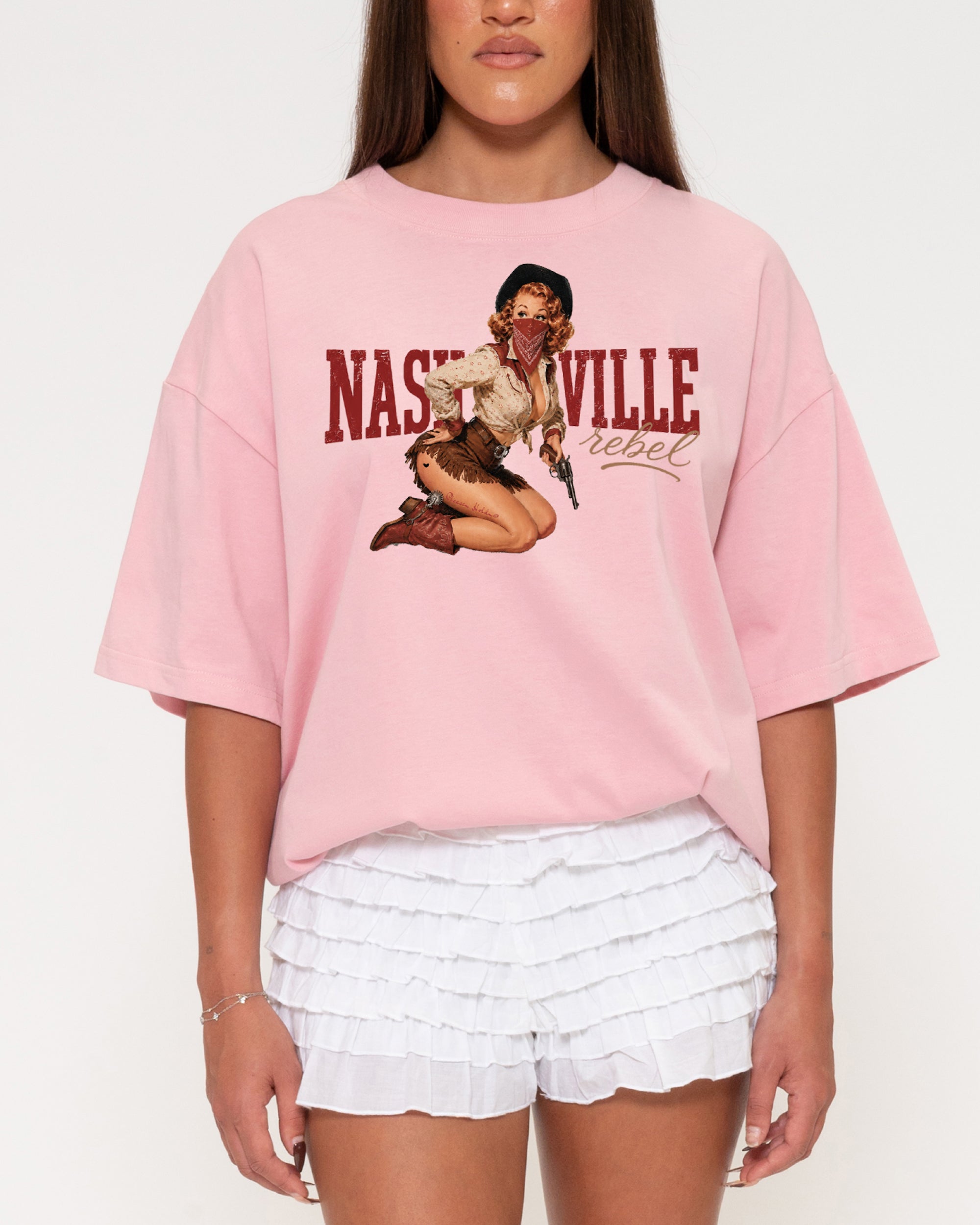 Nashville Rebel Pink Boxy Tee