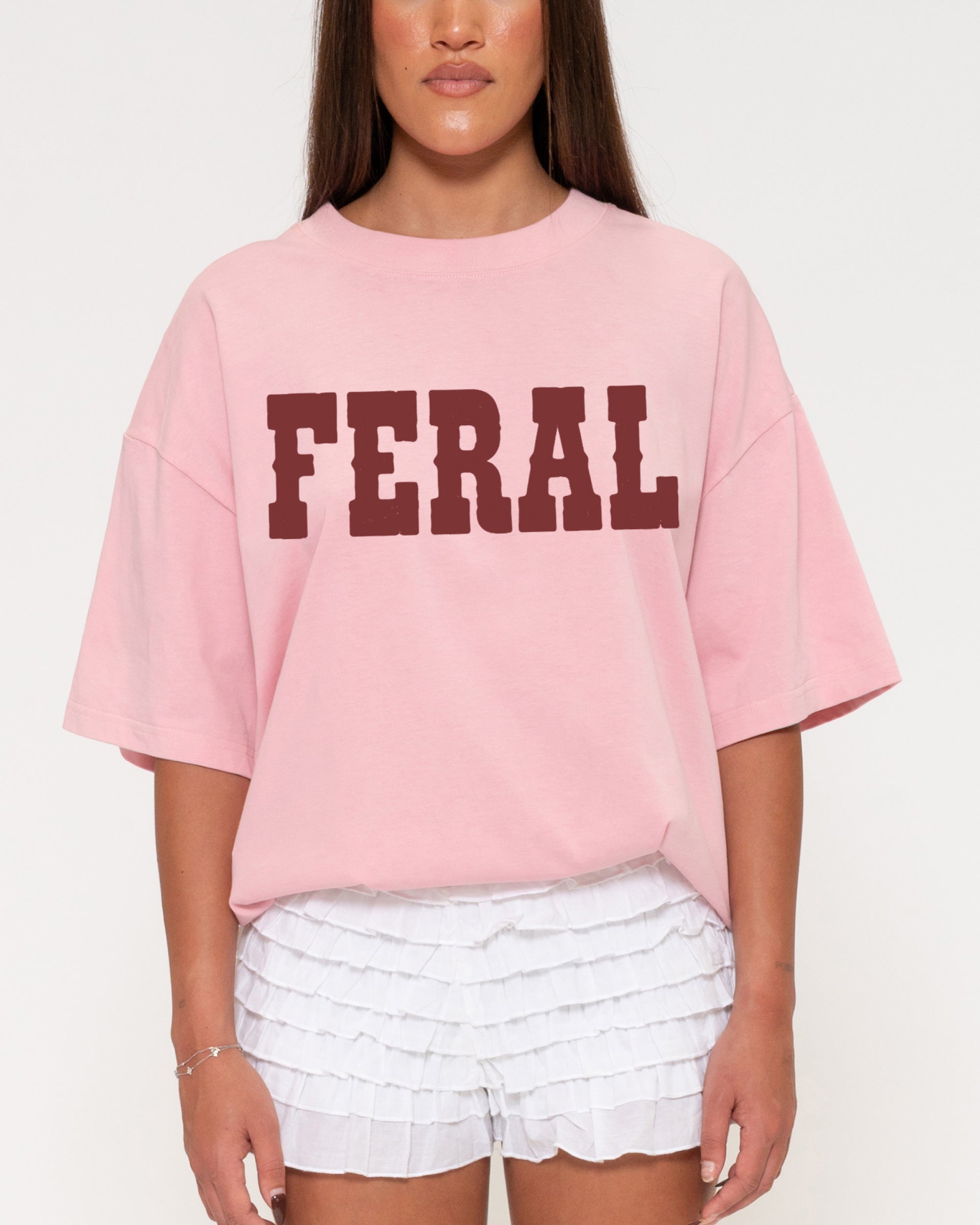 Feral Pink Boxy Crop Tee