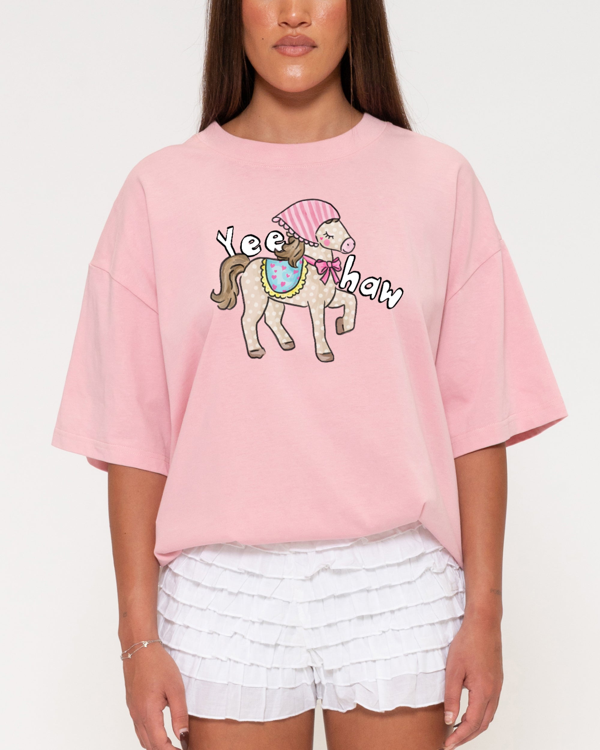 Yeehaw Pink Boxy Crop Tee