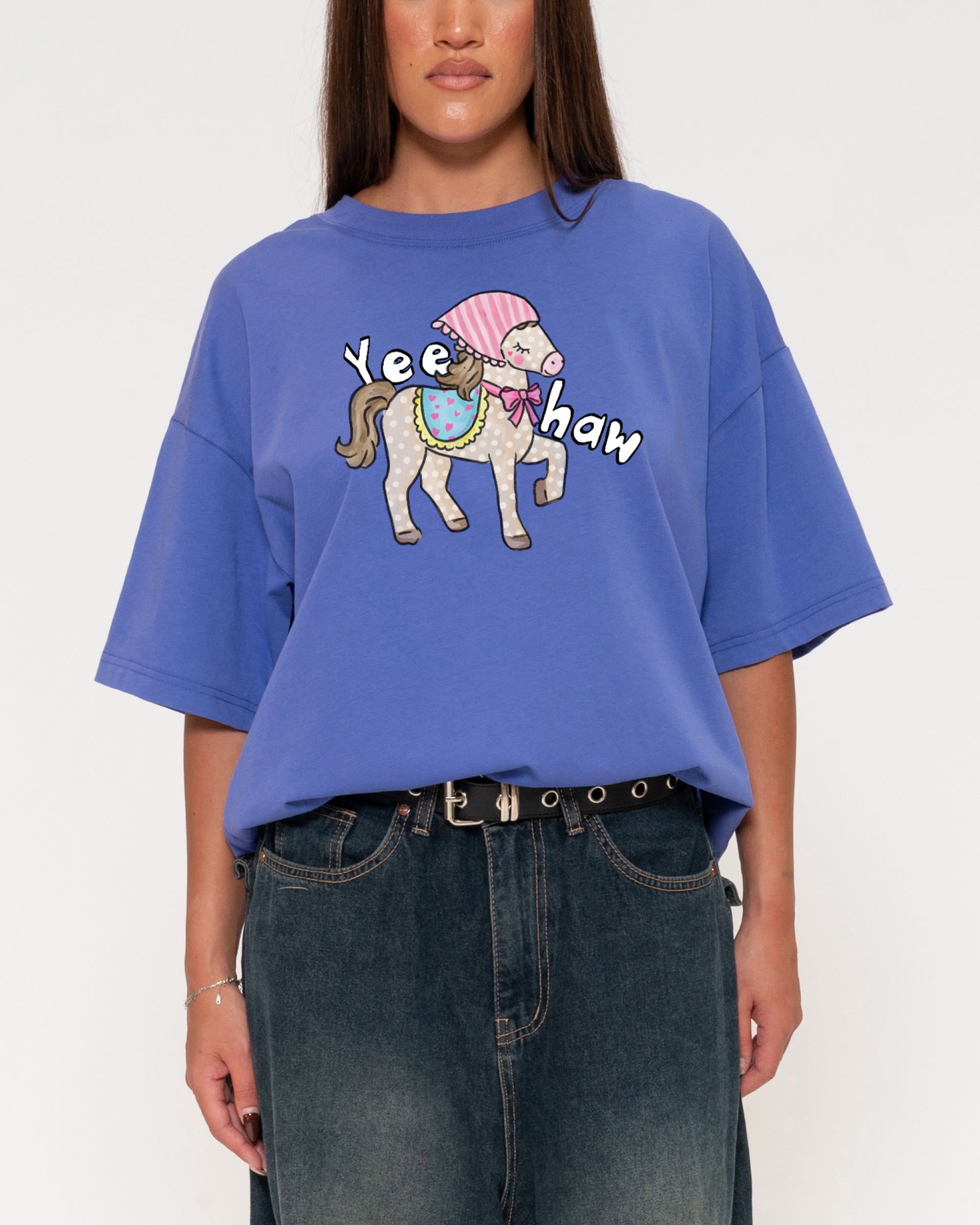 Yeehaw Purple Boxy Crop Tee