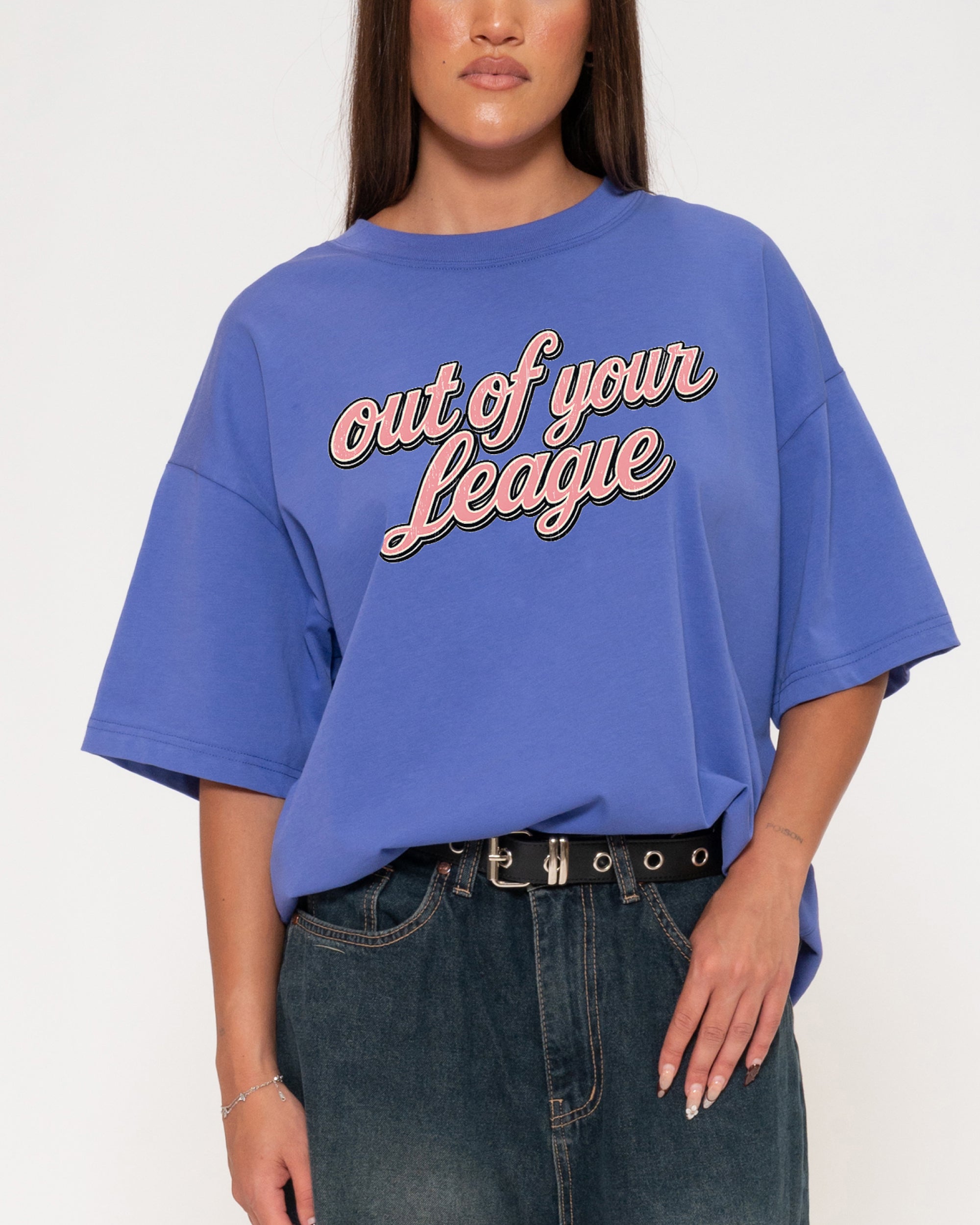 Out of Your League Purple Boxy Crop Tee