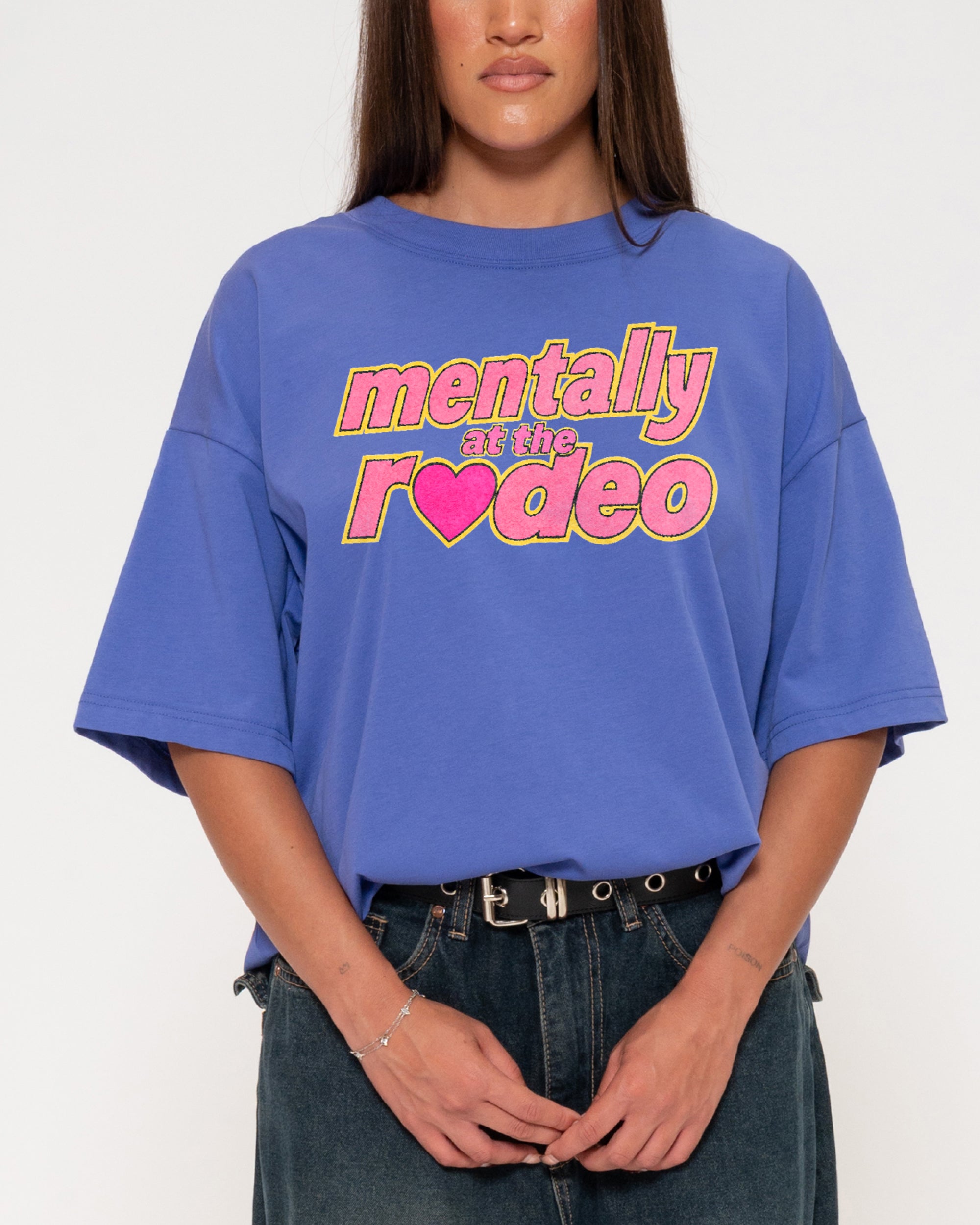 Mentally At The Rodeo Purple Boxy Crop Tee