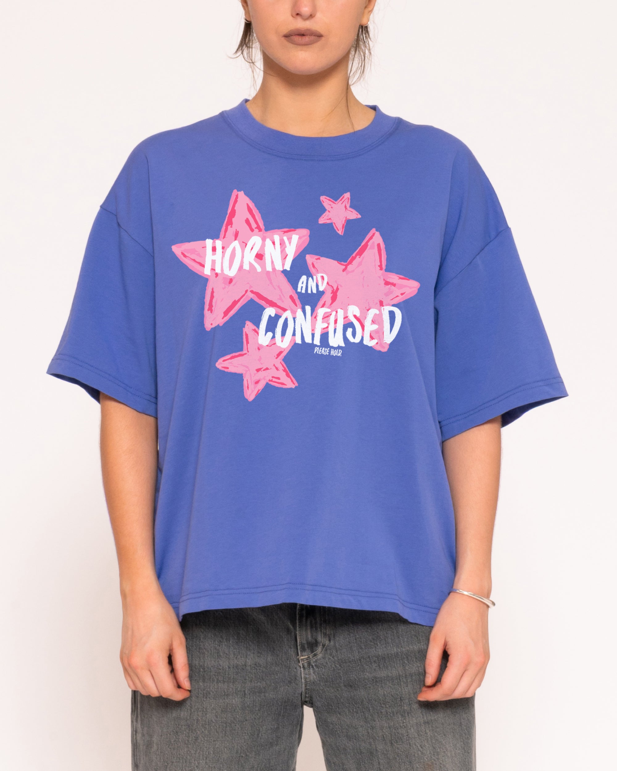 Horny & Confused Purple Boxy Crop Tee