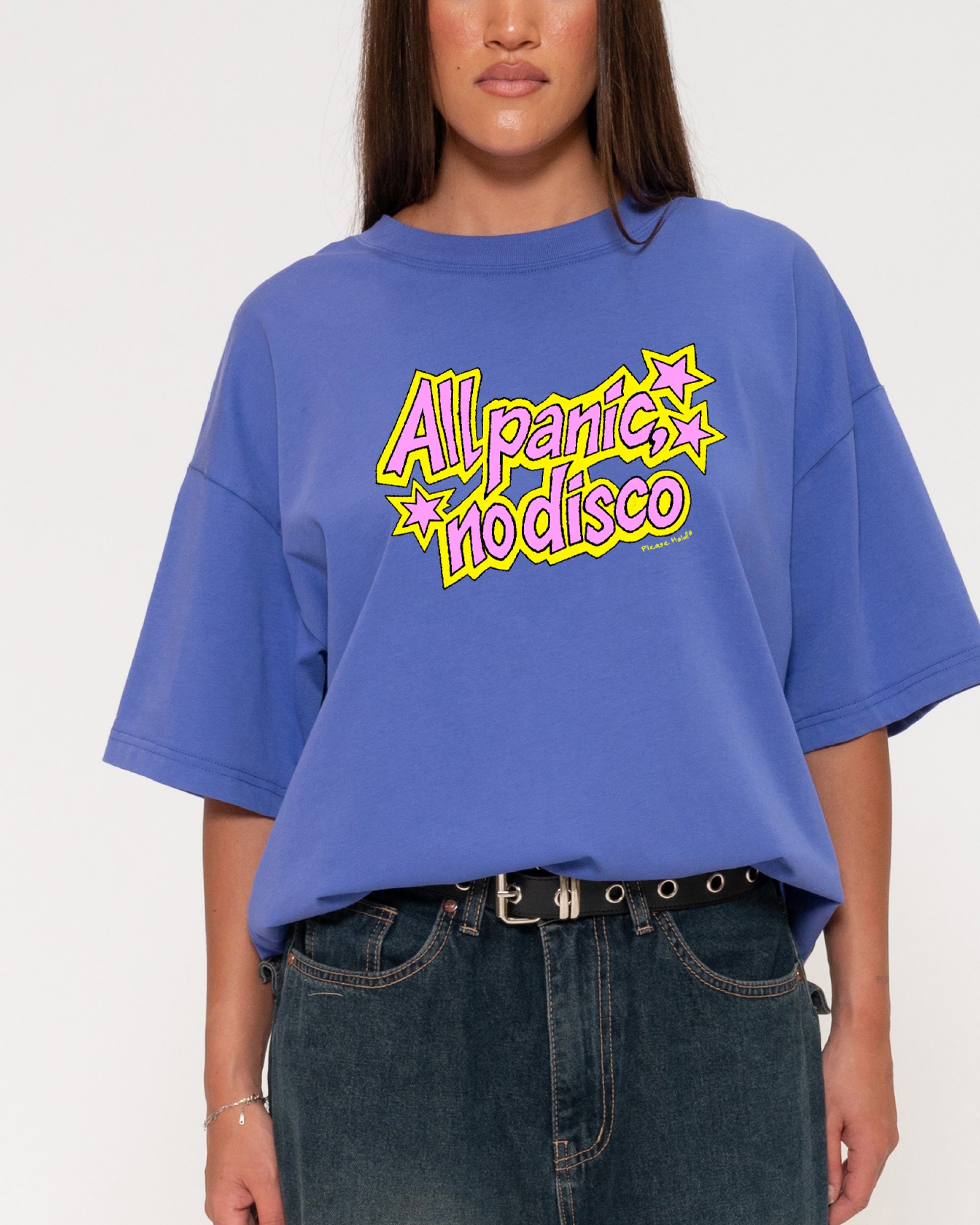 All Panic, No Disco Purple Boxy Crop Tee