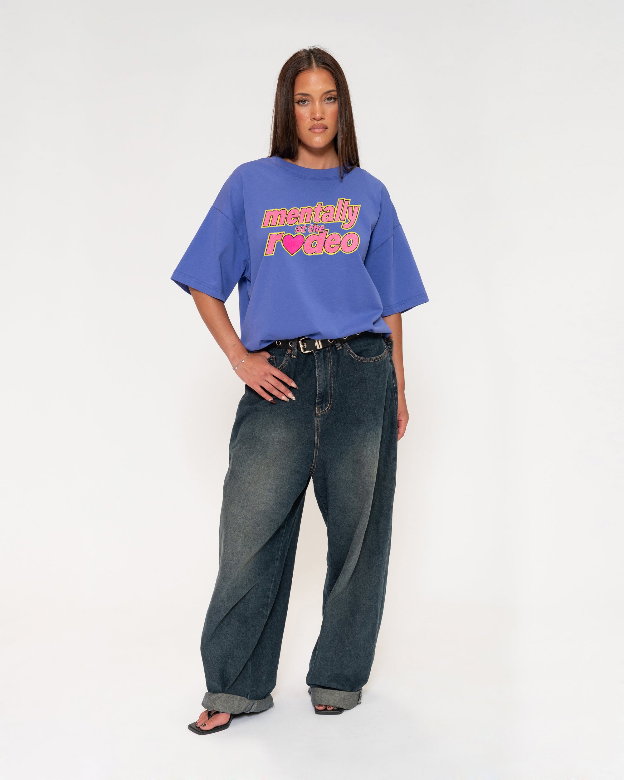 Mentally At The Rodeo Purple Boxy Crop Tee