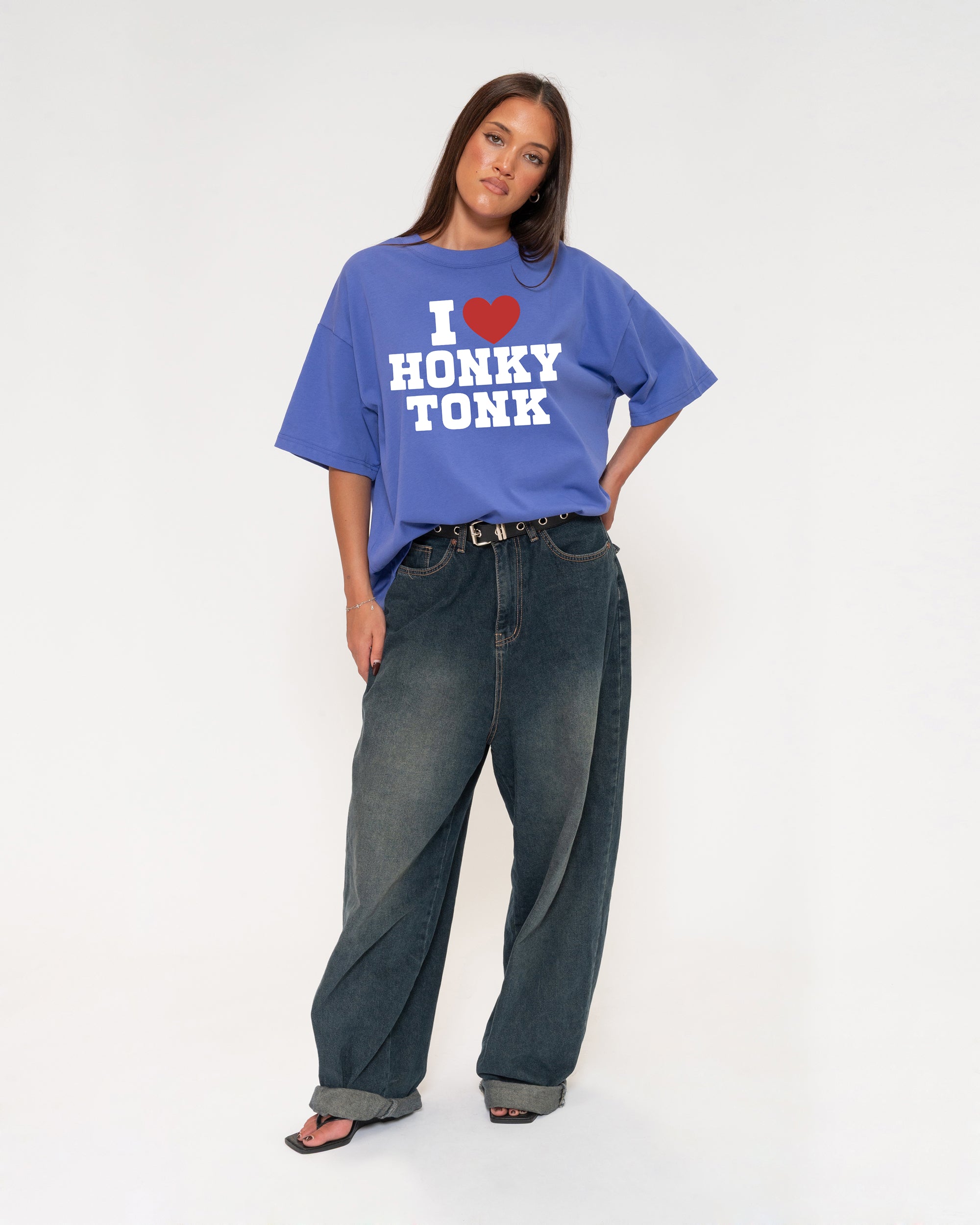 I Love Honky Tonk Purple Boxy Crop Tee