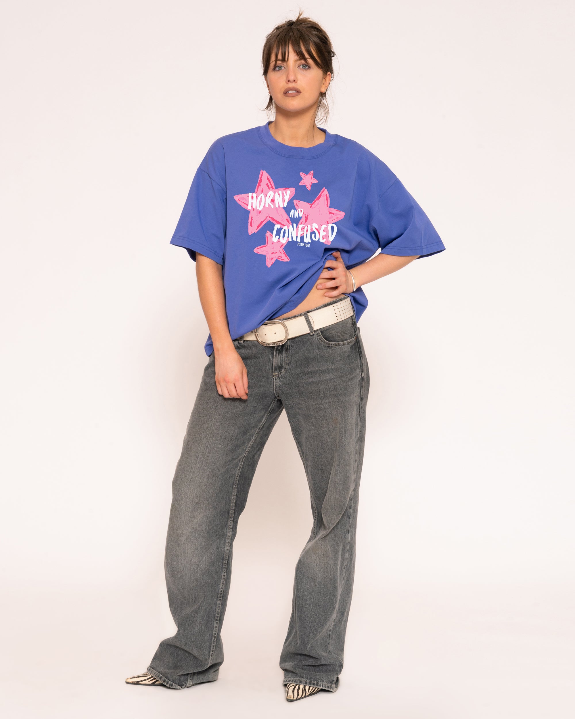 Horny & Confused Purple Boxy Crop Tee