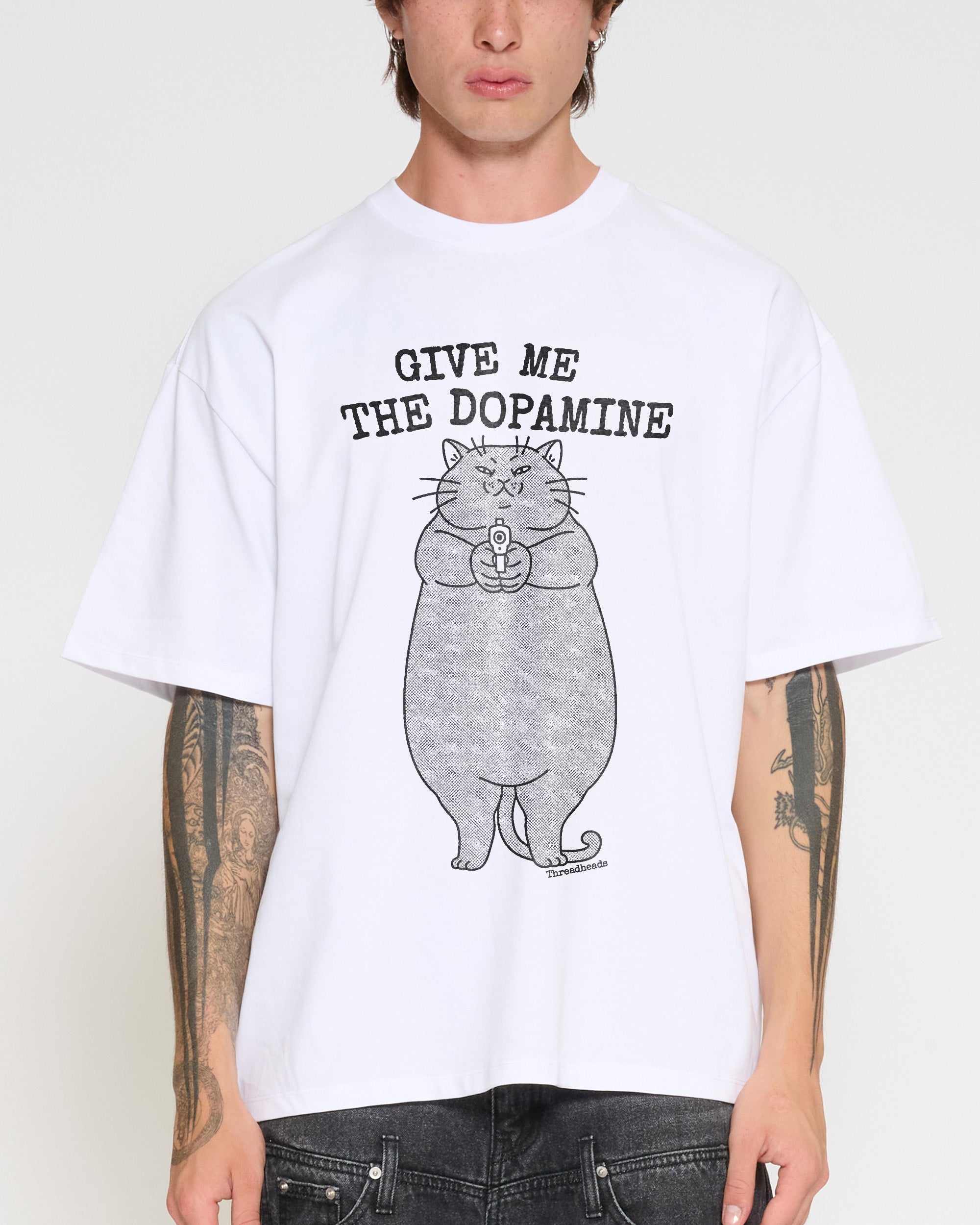 Give Me The Dopamine White Oversized Tee