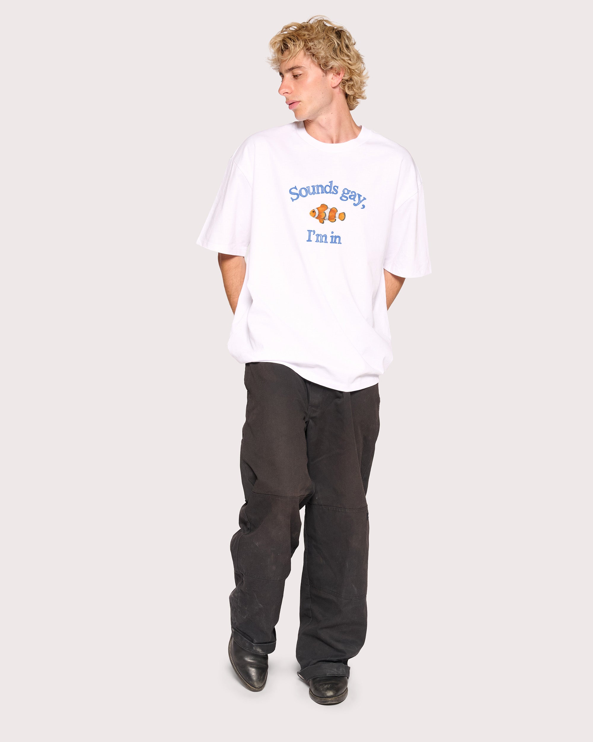 Sounds Gay, I'm In White Oversized Tee