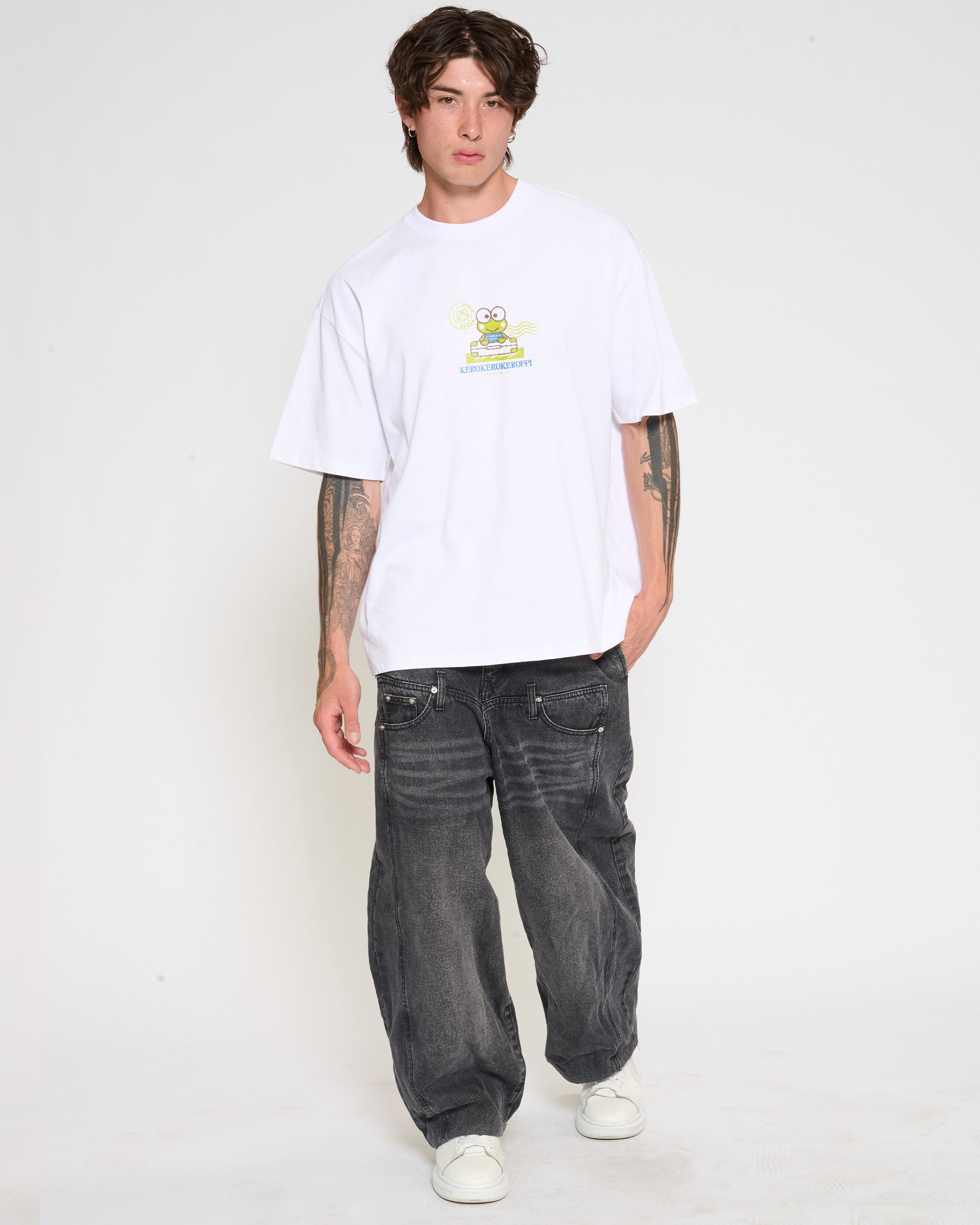 Keroppi Stamp Oversized Tee Official Hello Kitty and Friends collab Threadheads