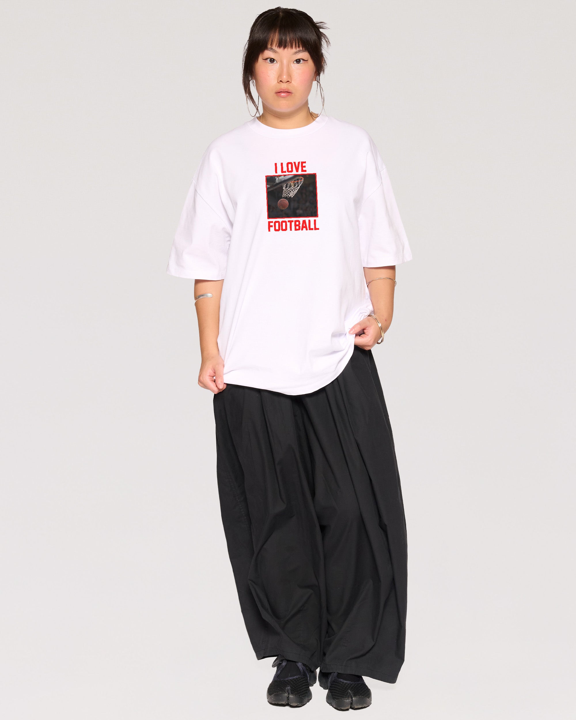 I Love Football White Oversized Tee