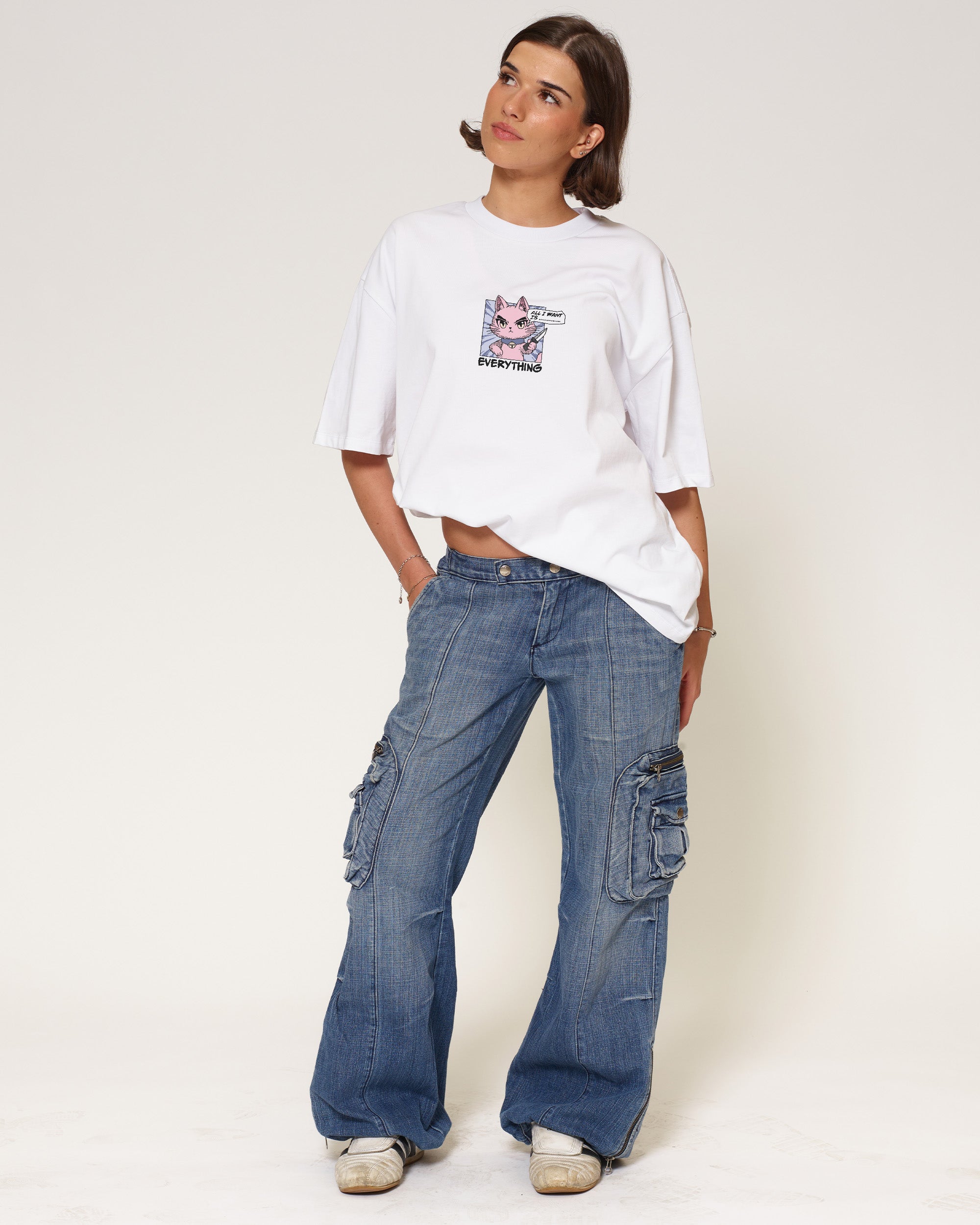 All I Want Is Everything White Oversized Tee