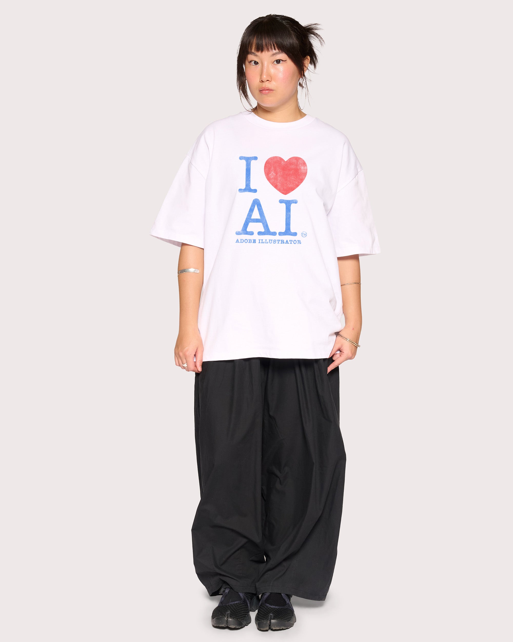 I Love AI White Oversized Tee