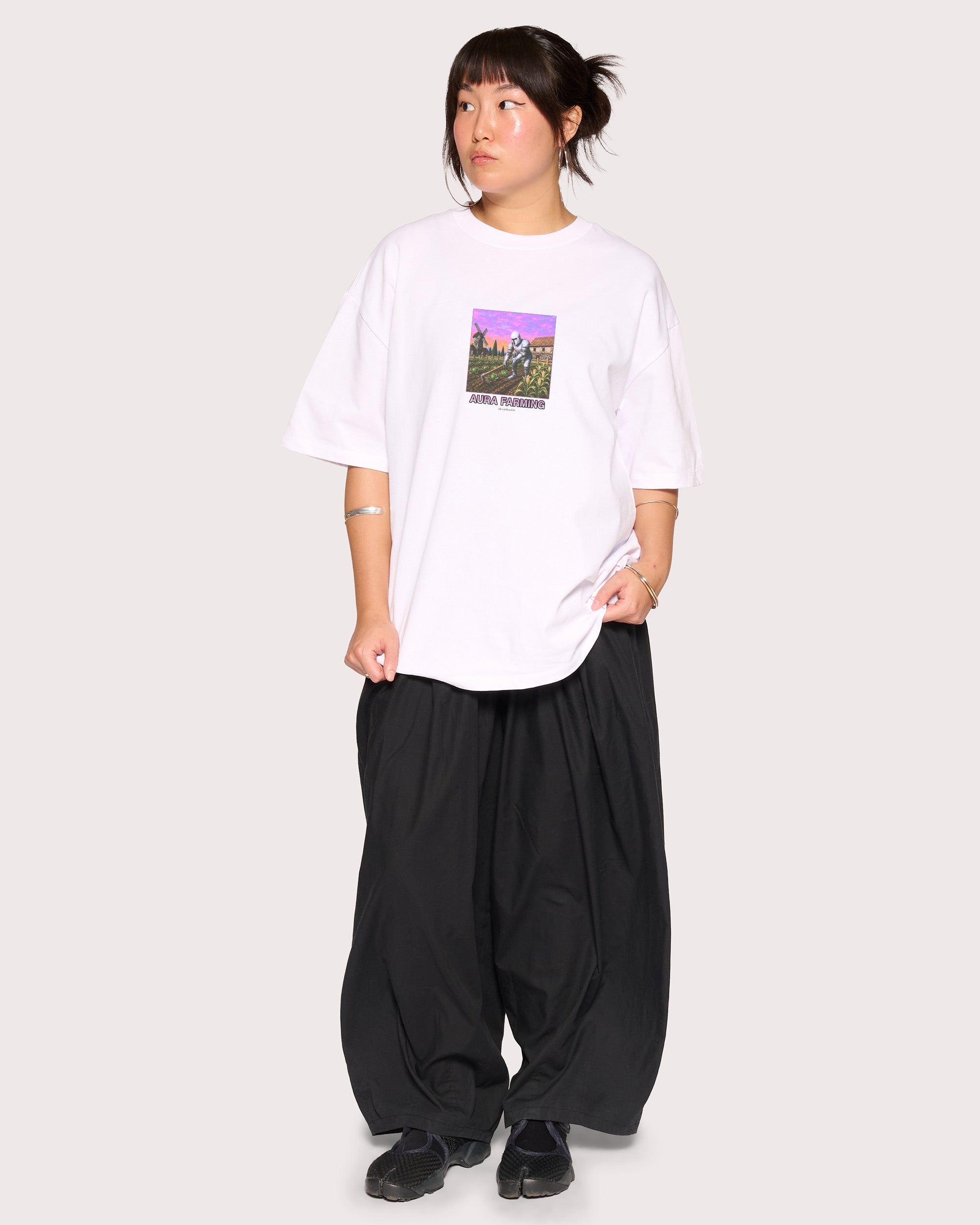 Aura Farming White Oversized Tee