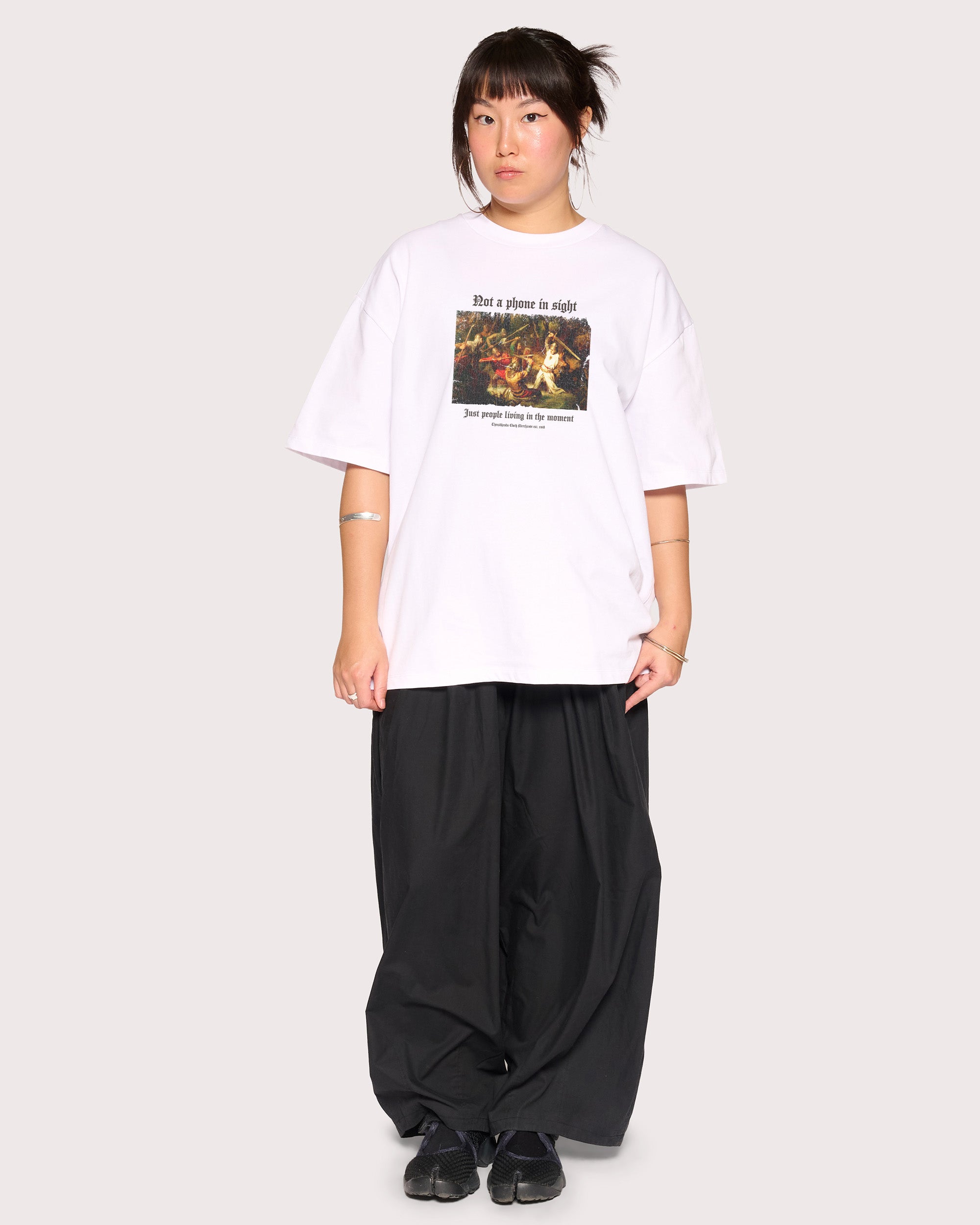 Not a Phone in Sight White Oversized Tee