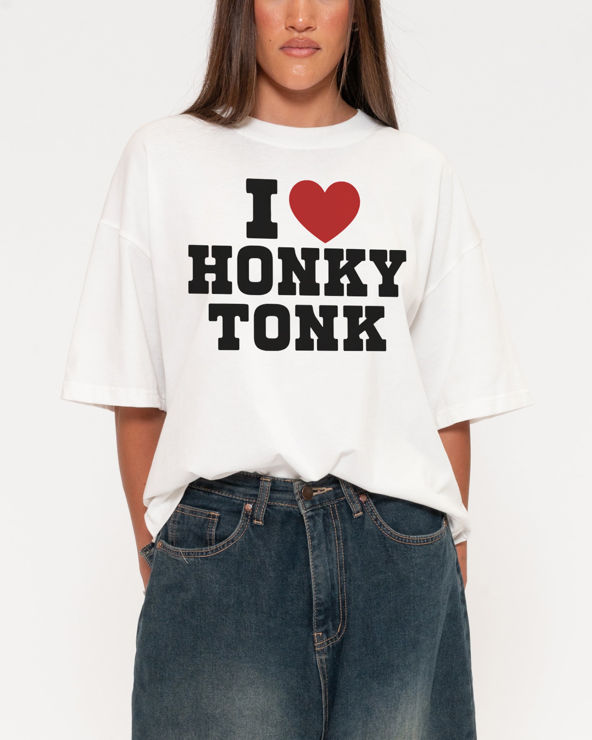 I Love Honky Tonk White Longline Baby Tee