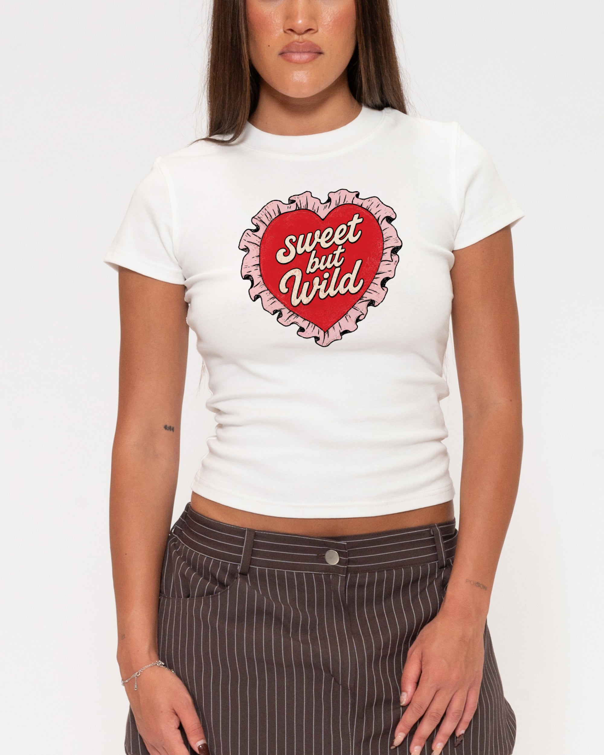 Sweet But Wild White Longline Baby Tee