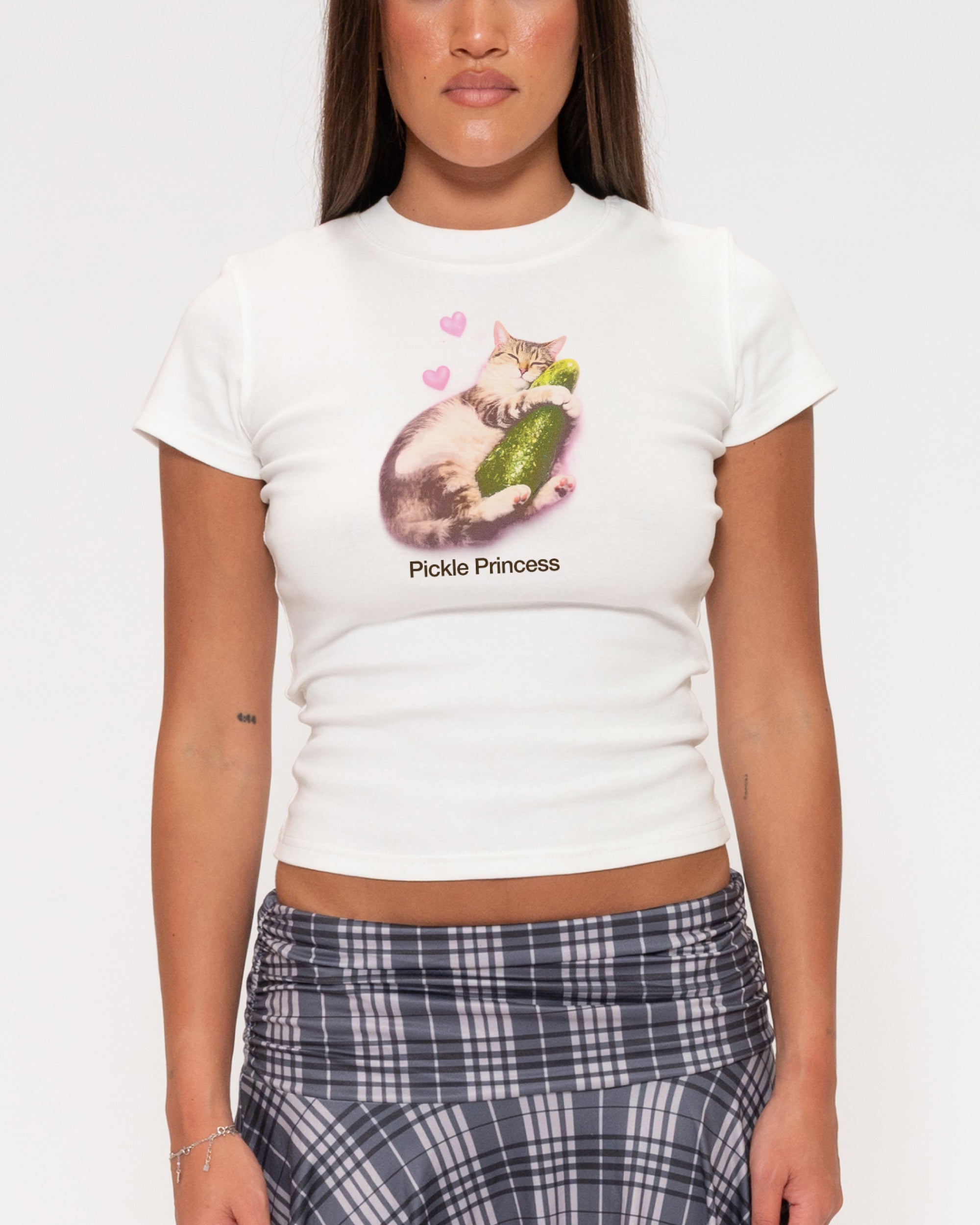  Pickle Princess White Longline Baby Tee