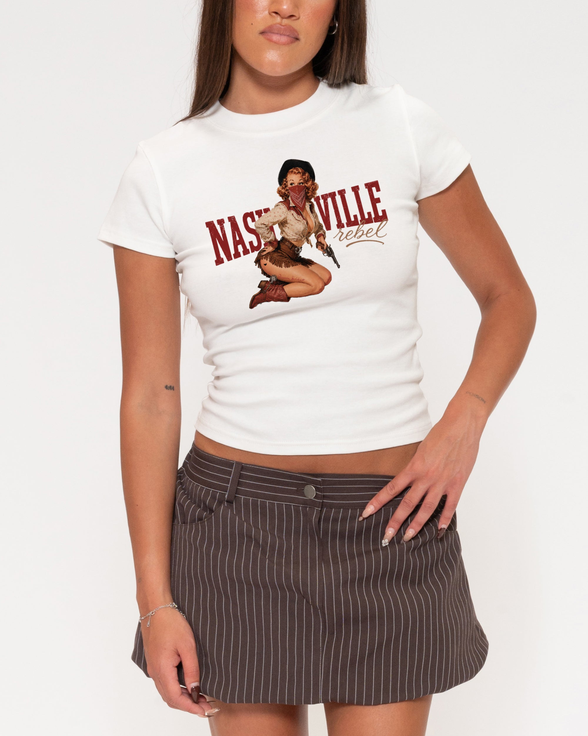 Nashville Rebel White Longline Baby Tee