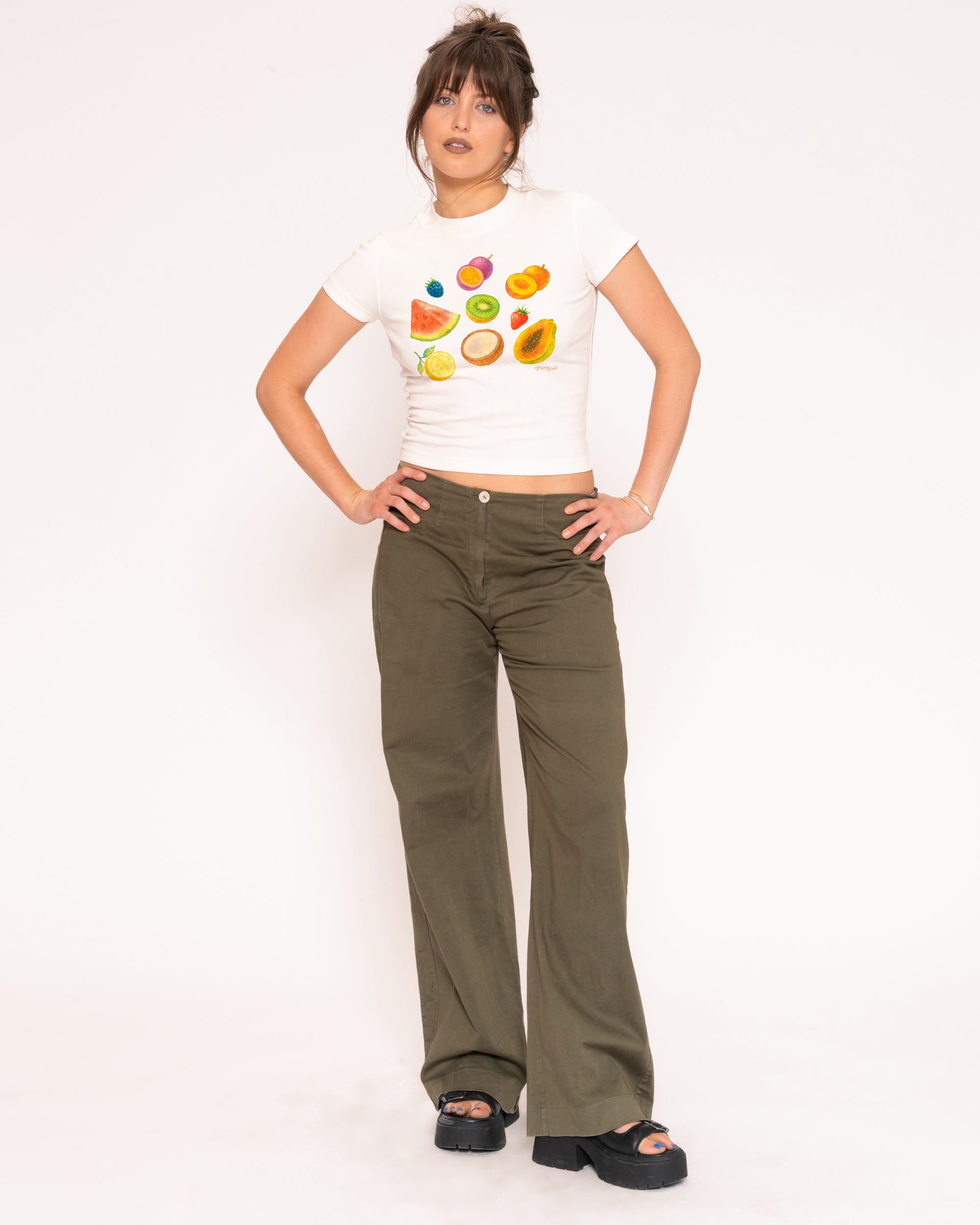 Fruit Platter White Longline Baby Tee
