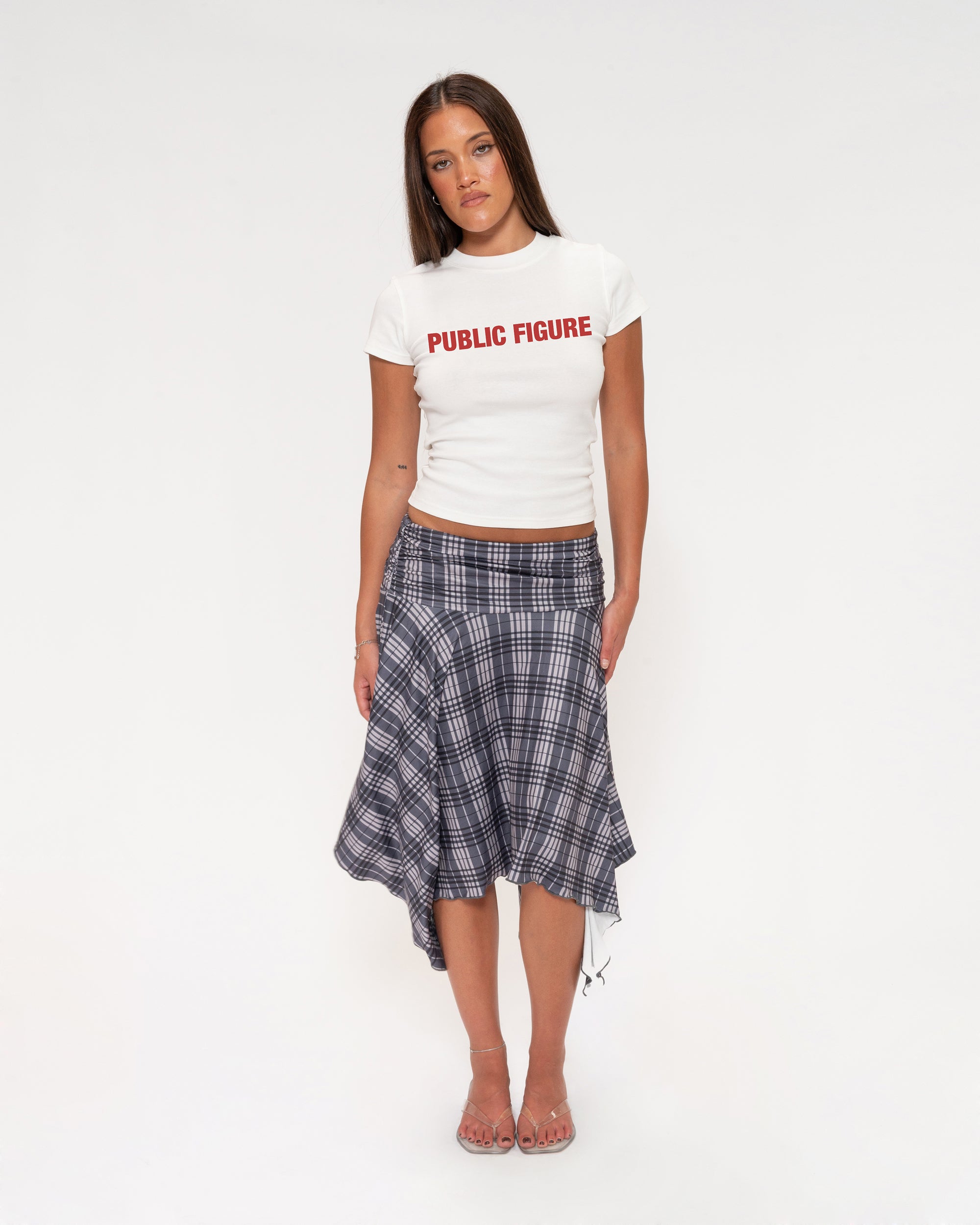 Public Figure White Longline Baby Tee