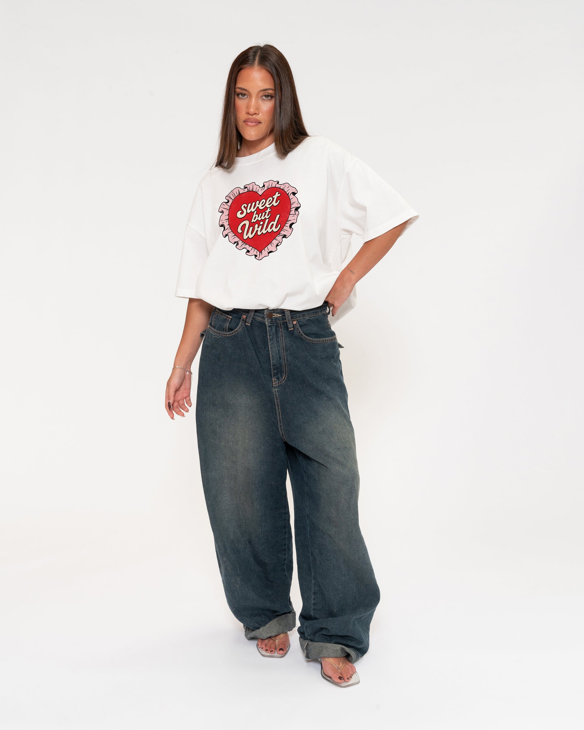 Sweet But Wild White Boxy Crop Tee