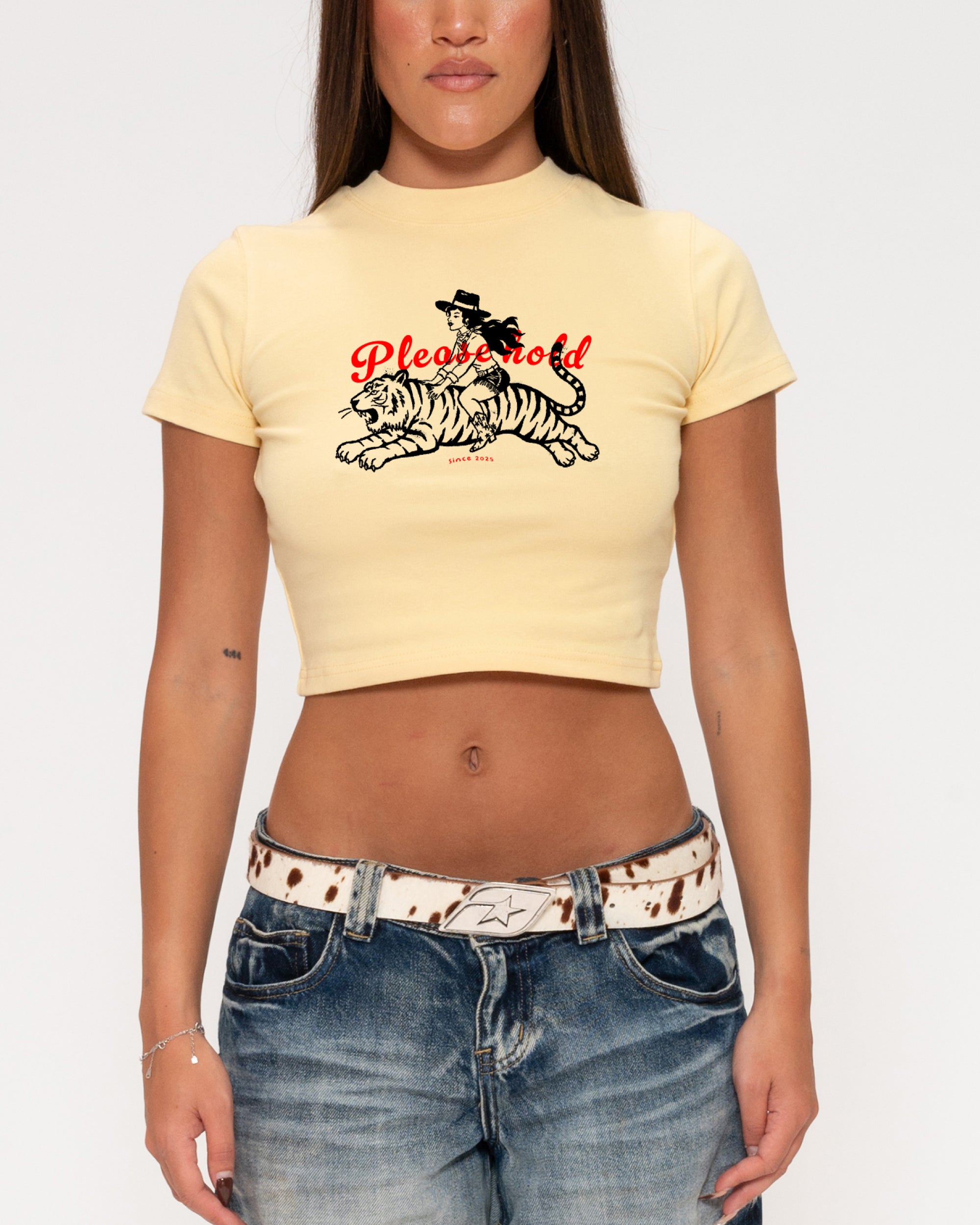 Please Hold Hell Cat Yellow Baby Tee