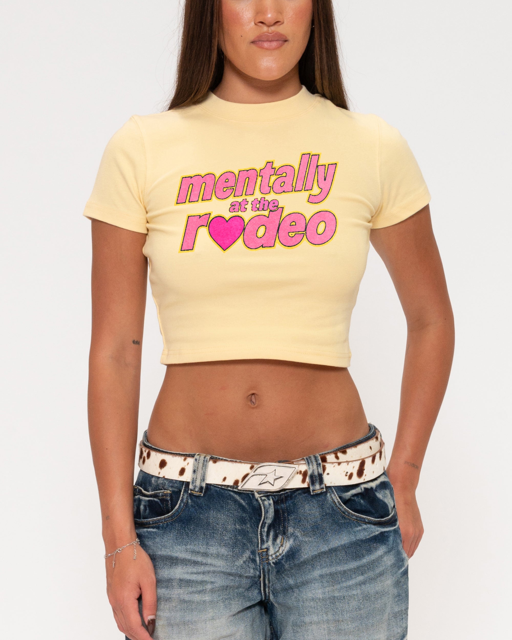 Mentally At The Rodeo Yellow Baby Tee